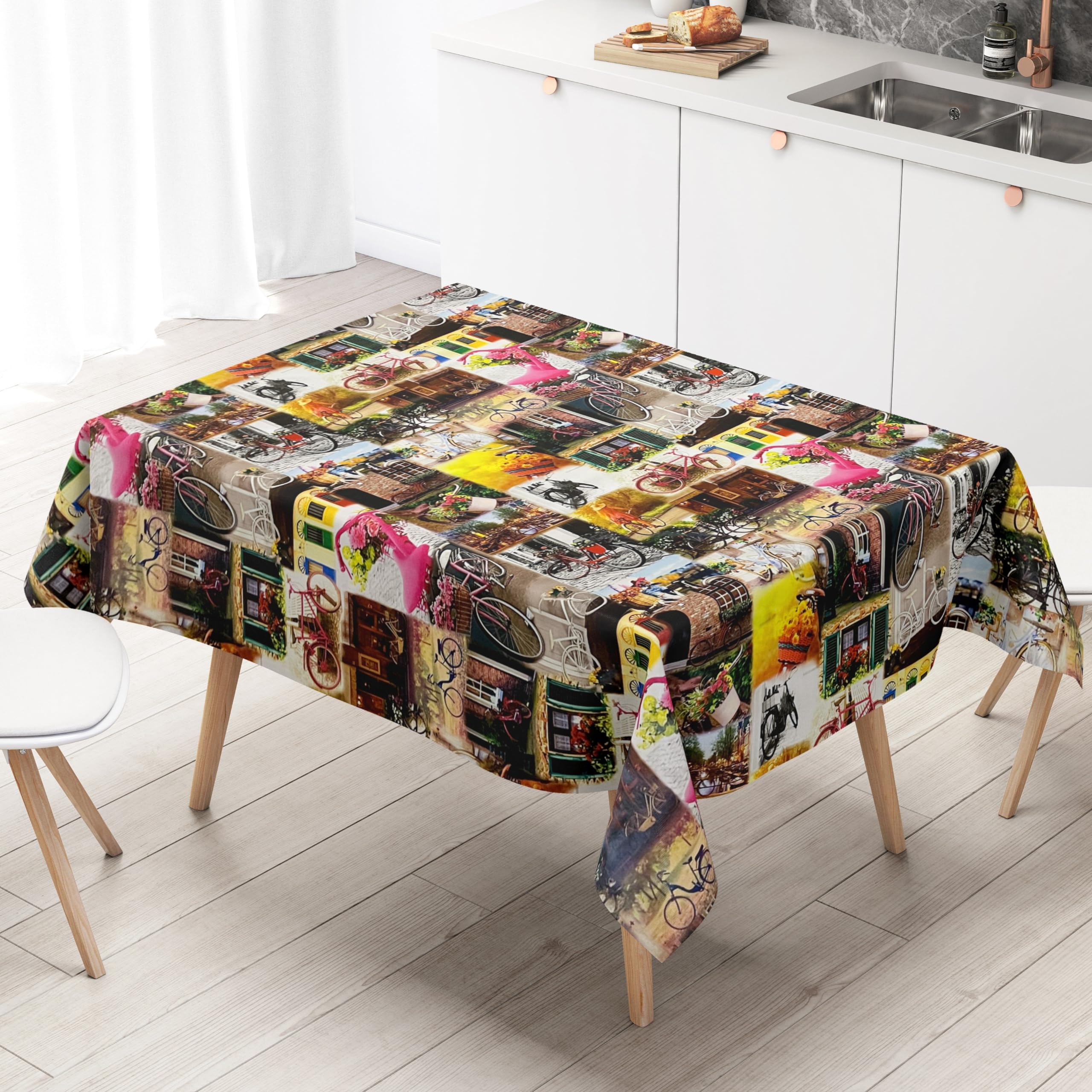 KEVKUS Nappe En Toile Cirée 06152-00 Motif Vélo Hollande Au Choix Forme O 1001382