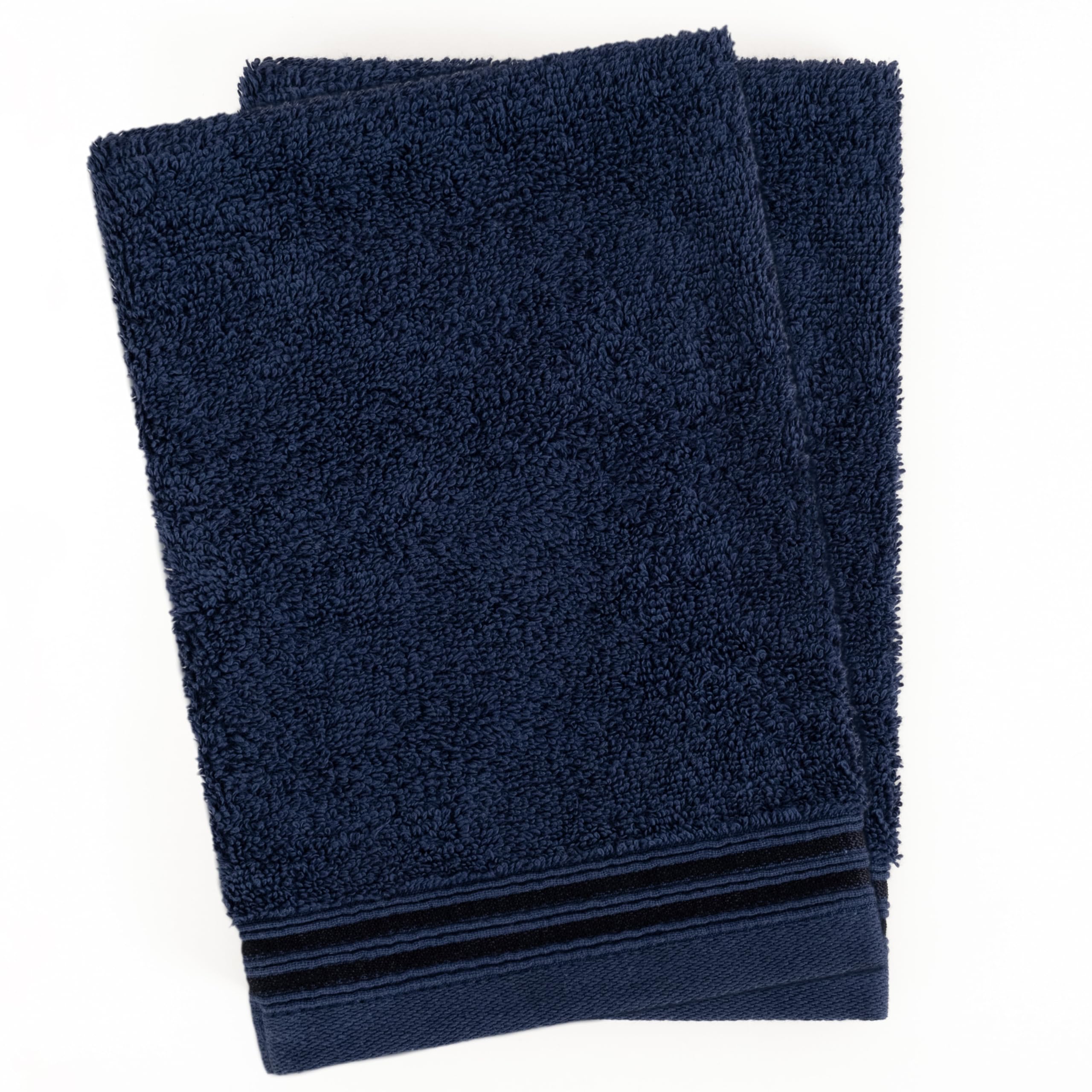 Hammetex Waschhandschuhe 2er Set 15x22 cm – Waschlappen aus 100% Baumwolle Frottier – Oeko-TEX Zertifiziert – Weich, Saugstark – mit Aufhänger, Dunkelblau