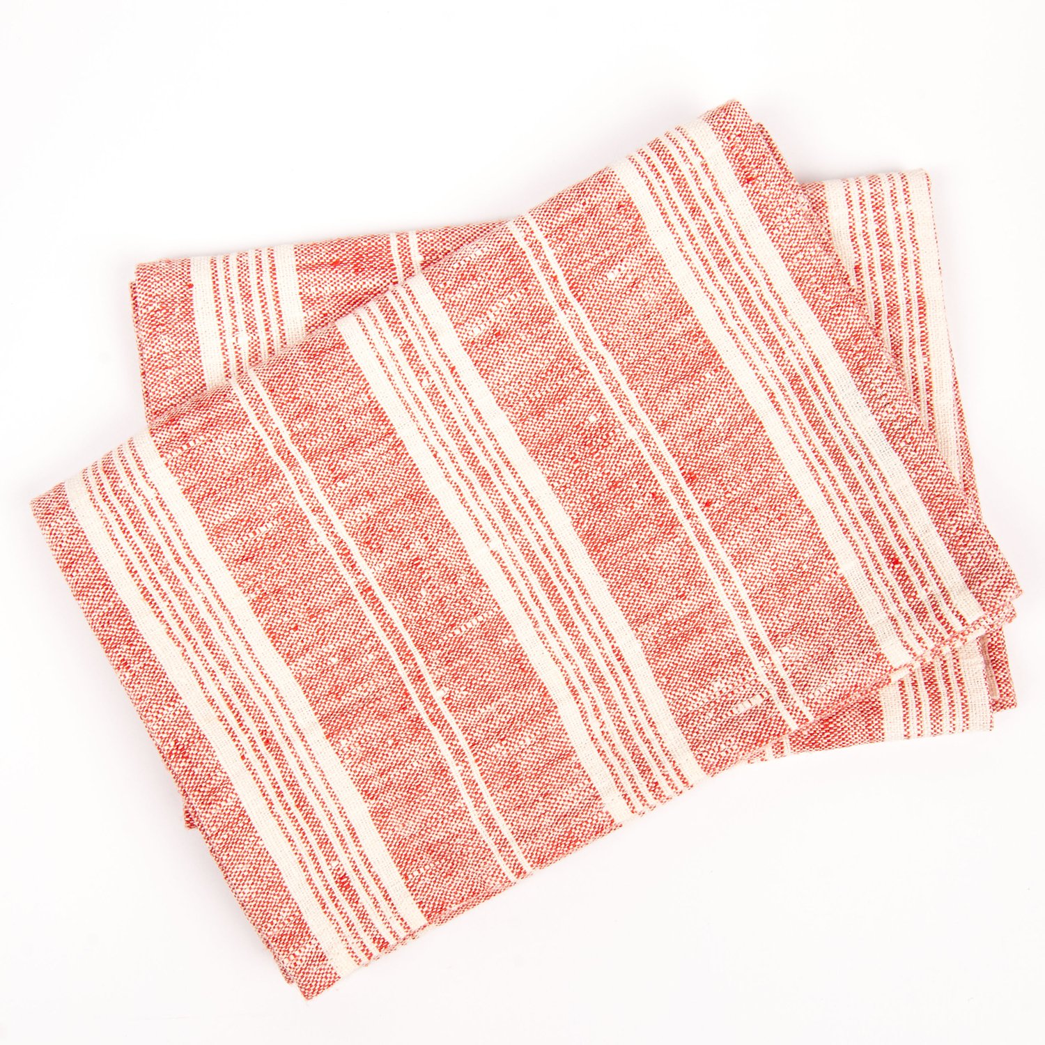 LinenMe 47 x 66 cm Set di 2 Asciugamani, Uno da Mani e Uno per Ospiti, in Lino multistrisce, Rosso/Bianco