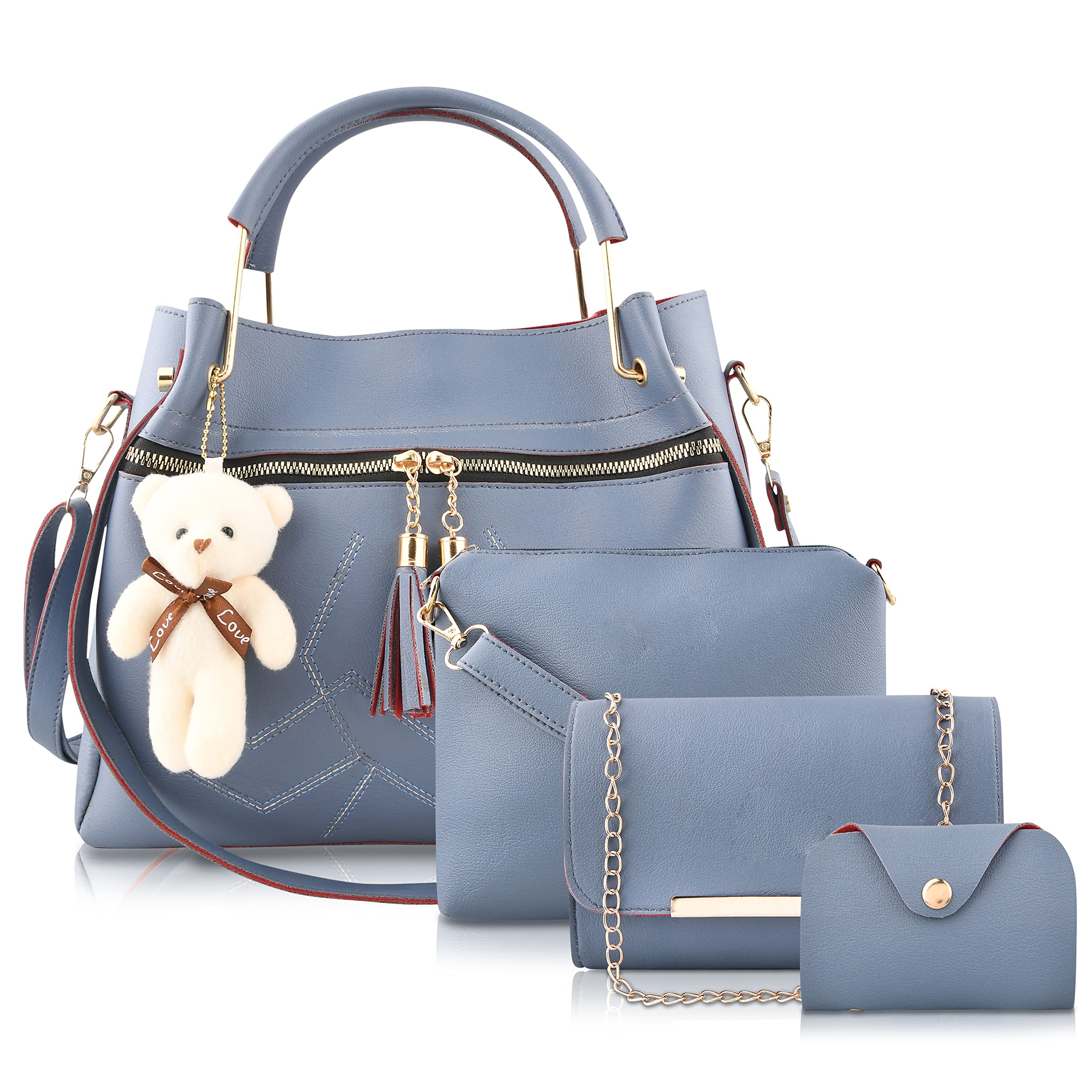 Fargo Handbag For Women And Girls Combo Set Of 4 (Grey_ChainTeddy_FGO-480) (B0B7XJBYVN) Amazon Price History, Amazon Price Tracker