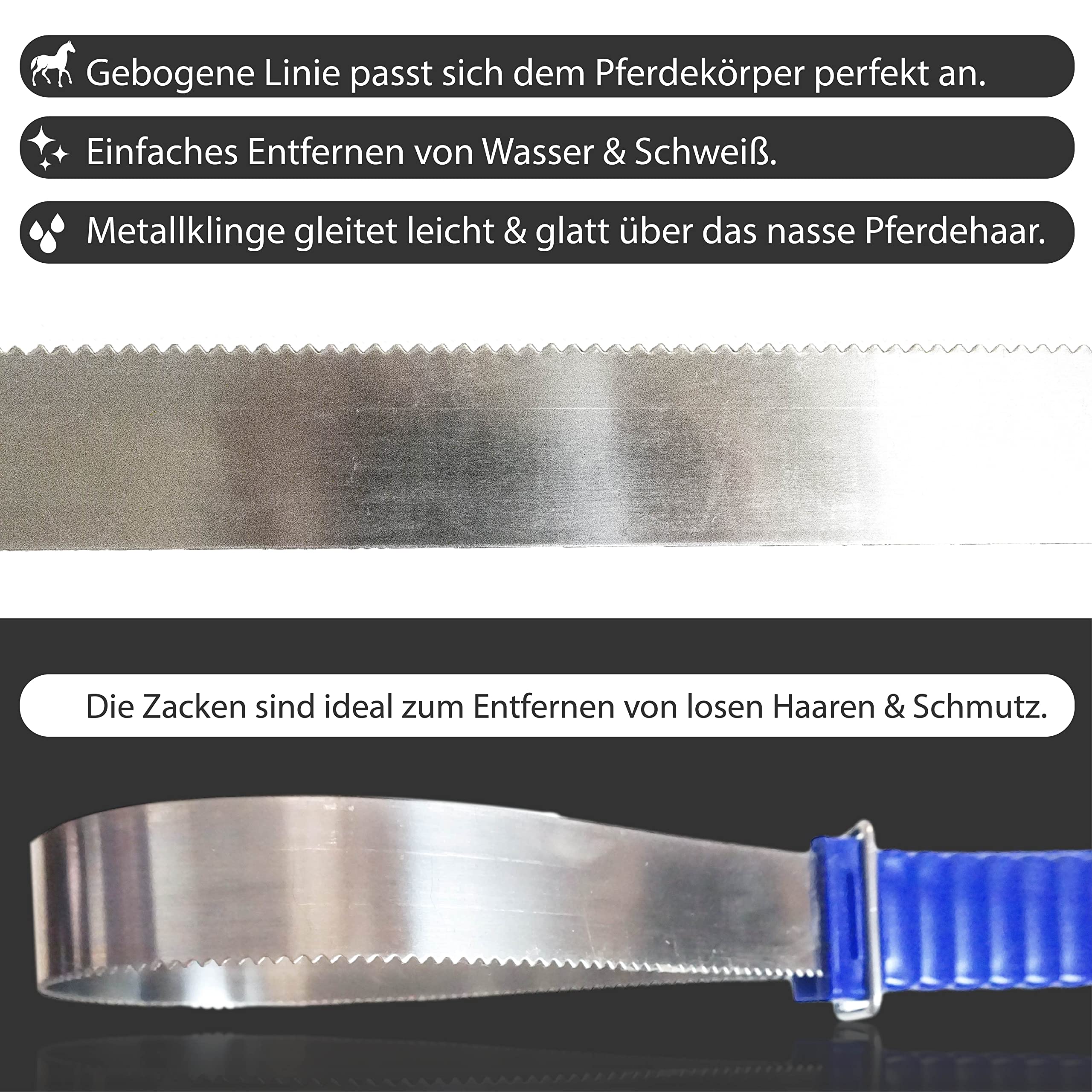 Wanfoou Paardenhaarborstel, zweetschraper en jeukborstel voor paard, dubbelzijdig, 29,5 cm