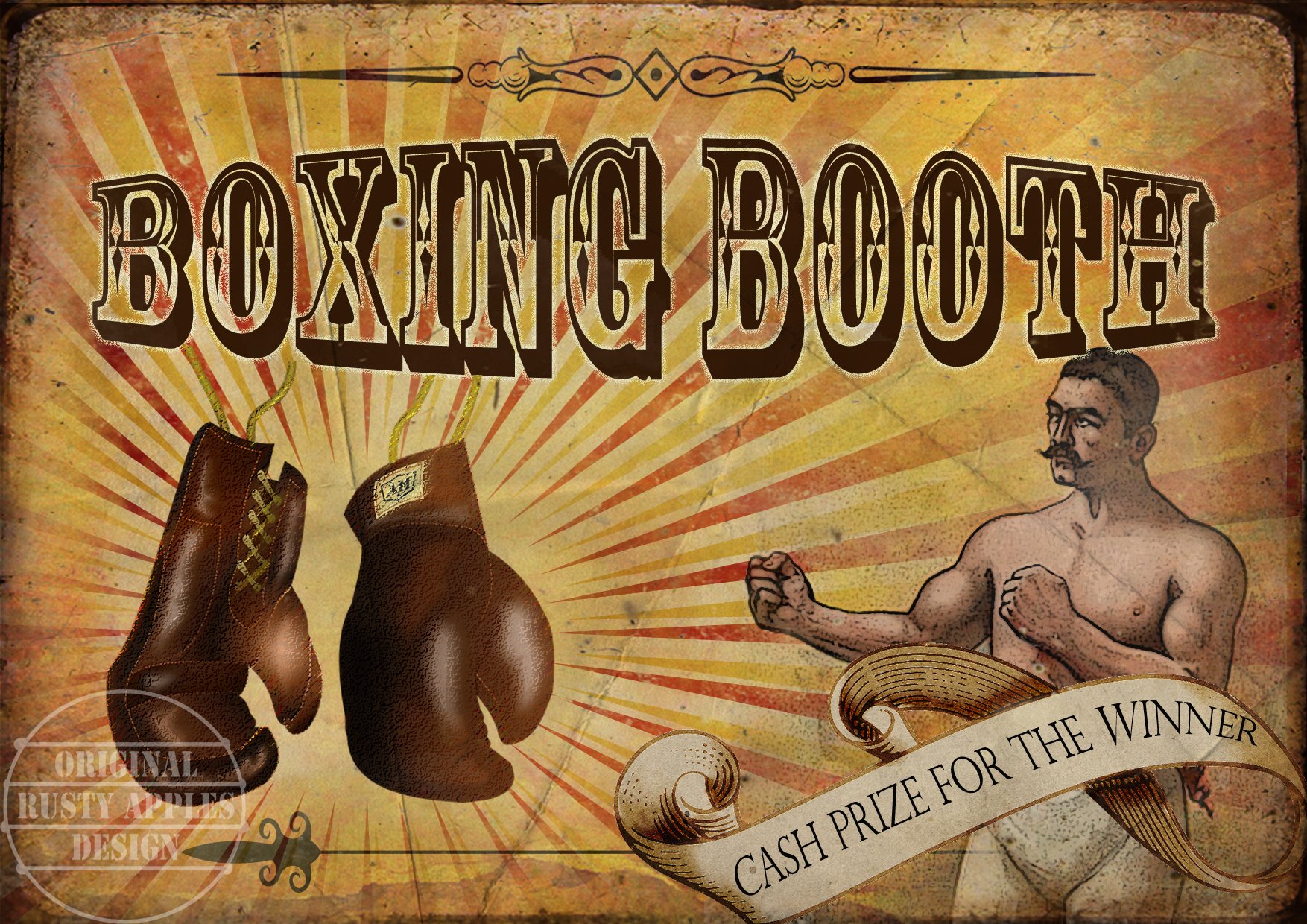 The Rusty Apples Metal Sign Co Boxing Booth Vintage Style Fairground Circus – Vintage - Style Metal Sign – 3 Sizes To Choose – Home Decor – Unique Gift (8” X 6” 200 X 150 Mm)
