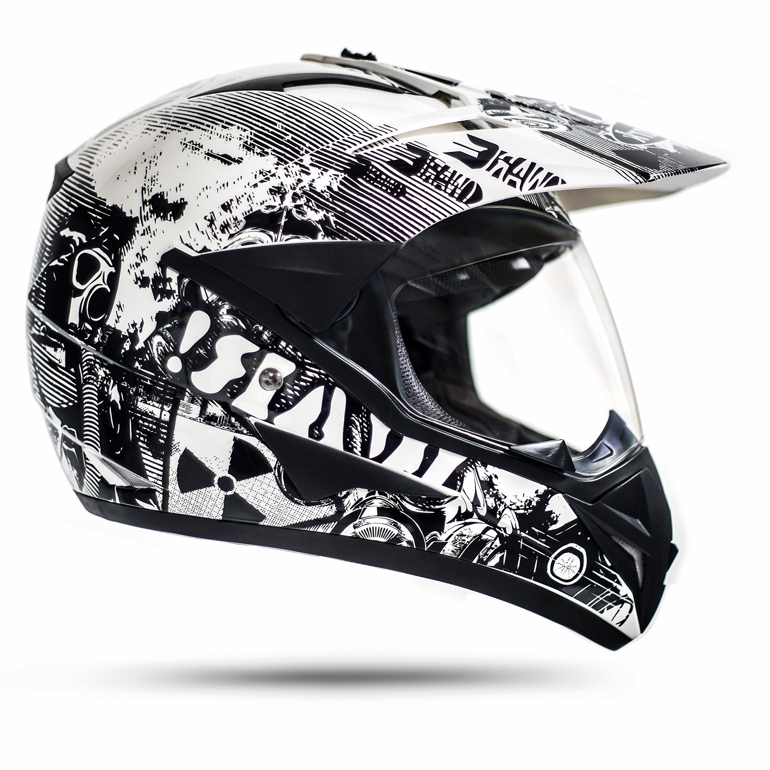 GS War Weiß Crosshelm mit Visier für Quad ATV Enduro Motorradhelm ECE 2205 Größe: S 55-56cm