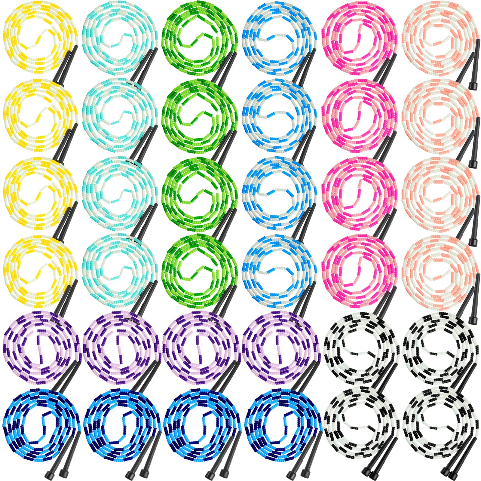 Junkin 36 Pack Jump Ropes for Kids, Adjustable Length Free Segmented Skipping Rope Bulk for Toys, Soft Beaded Jumping Ropes for Women Fitness Exercise Training Workout Weight Loss, 9 Colors
