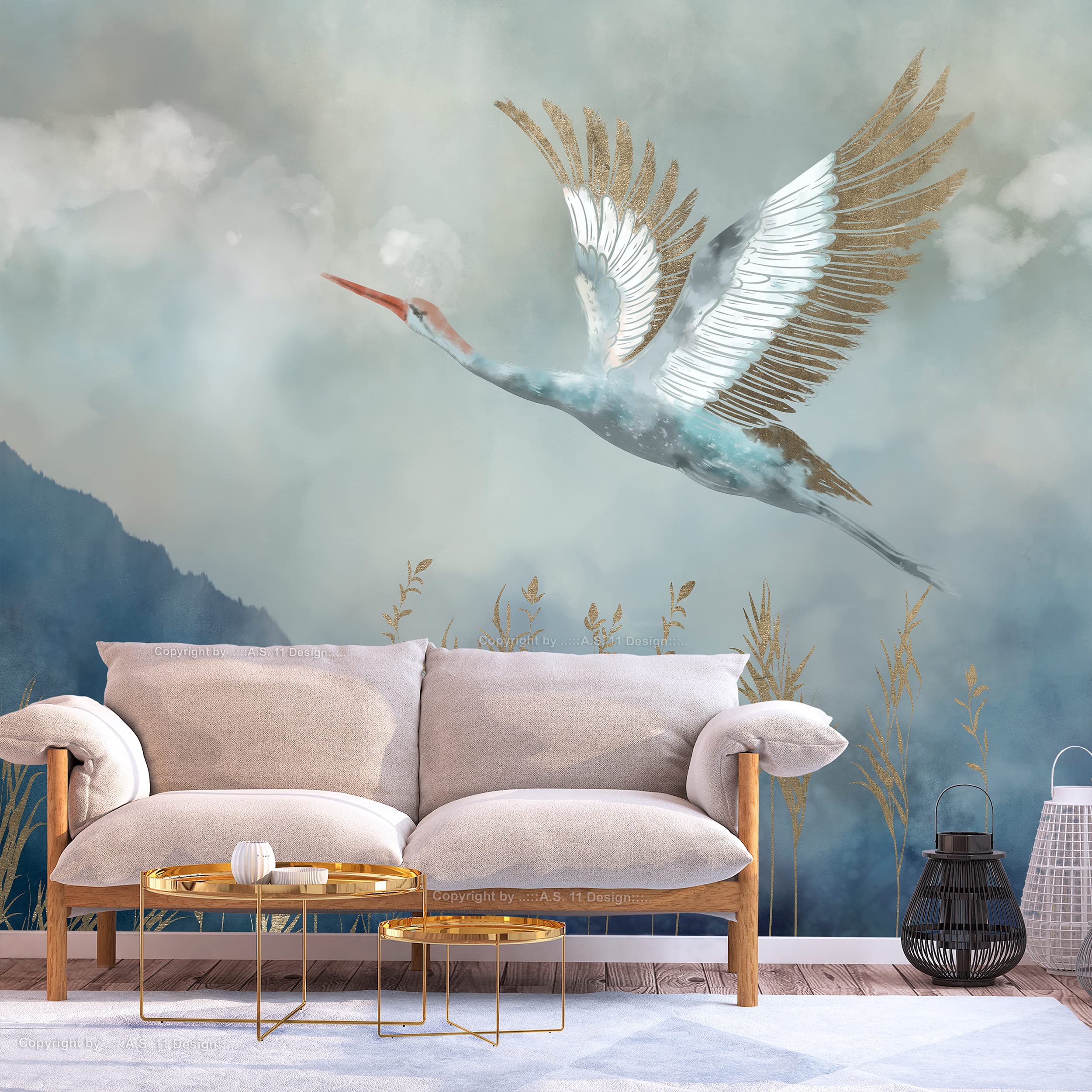 Papier Peint 3D Autocollant – Deux Oiseaux – R3019 – Amovible – Luna
