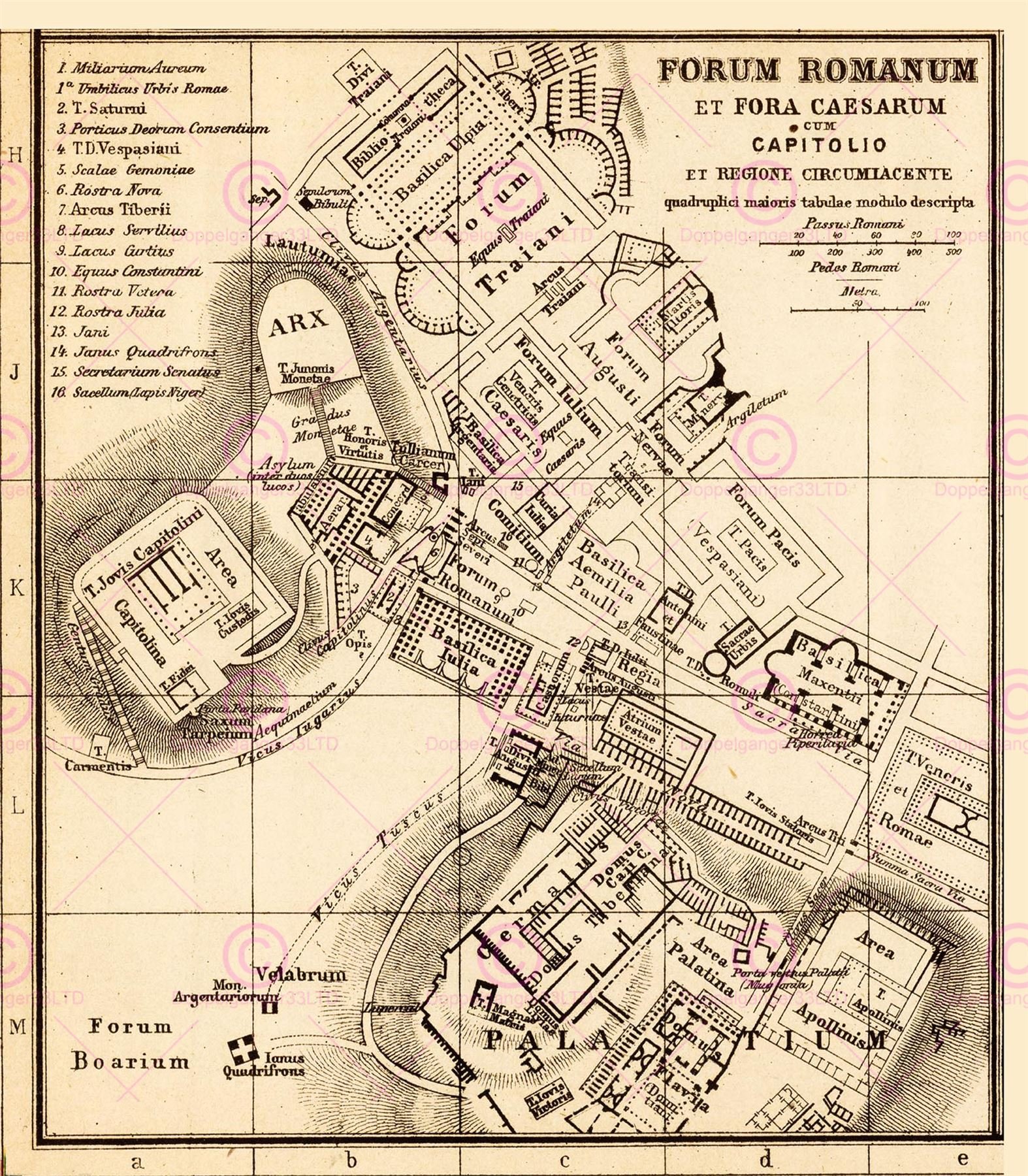 Doppelganger33 LTD Map Kiepert 1903 Forum Rome Ancient Large Replica Poster Print