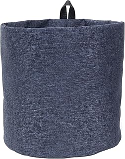 Bigso Box of Sweden Large Hanging Storage Basket, Round Wall-Mounted Basket with Loop, Linen Look Storage Box for Hanging or Placing on the Wall, Made of Polyester & Cardboard, Blue