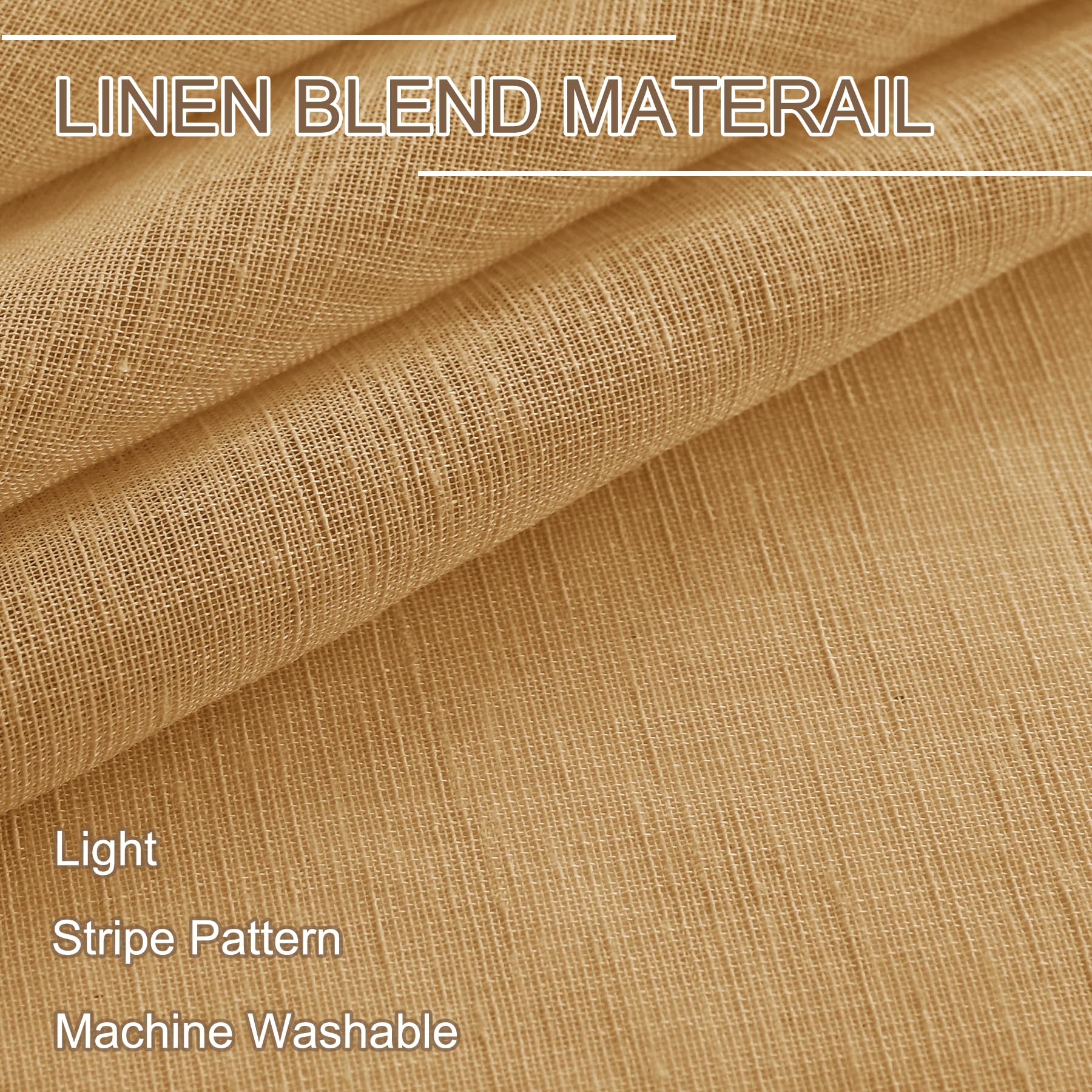 160 cm de lino sintético semitransparente a rayas | Cortinas filtrantes de luz para puertas, cocinas y patios | Diseño plisado Ele Pinch de 106.7 cm de ancho, roble Buff 1 panel