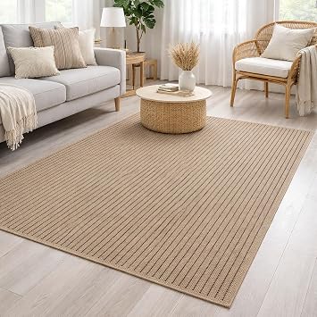Avanos Modern Kahve Hasır Dokuma Jüt Sisal Kilim Yıkanabilir Balkon Bahçe Mutfak Halı 8042A