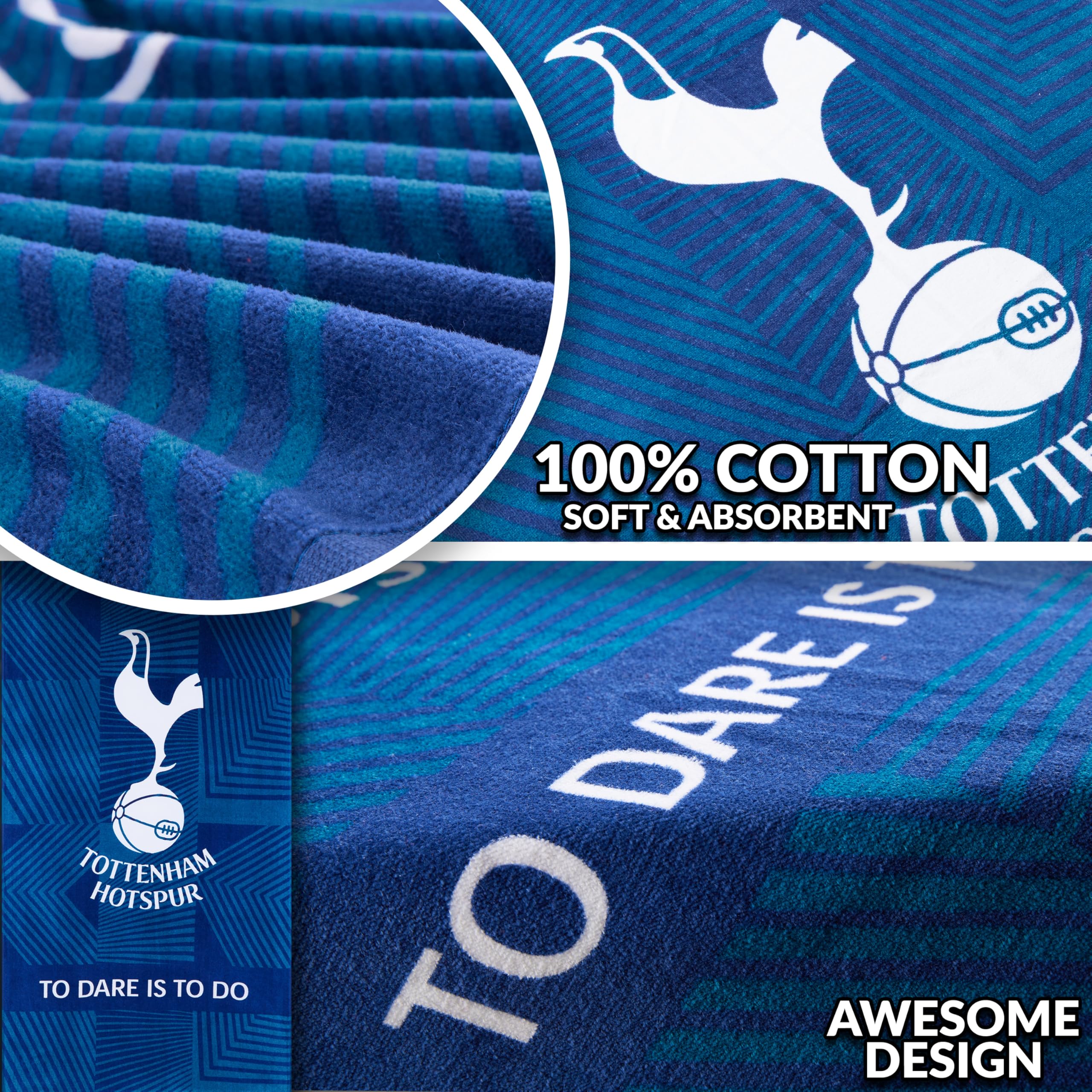 Tottenham Hotspur F.C. Toalla de baño 100% algodón, escudo de fútbol, secado rápido