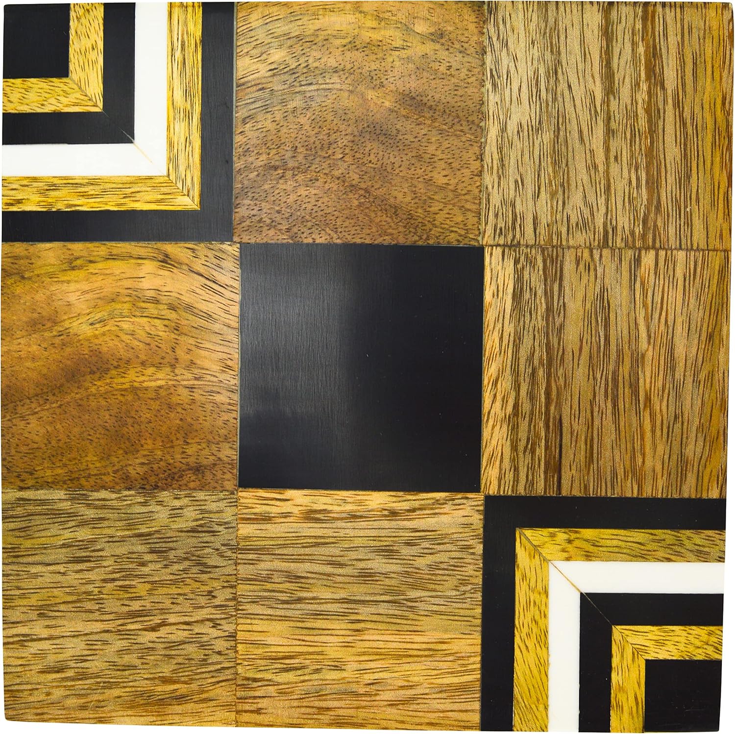 黒と白の四角い木製五徳