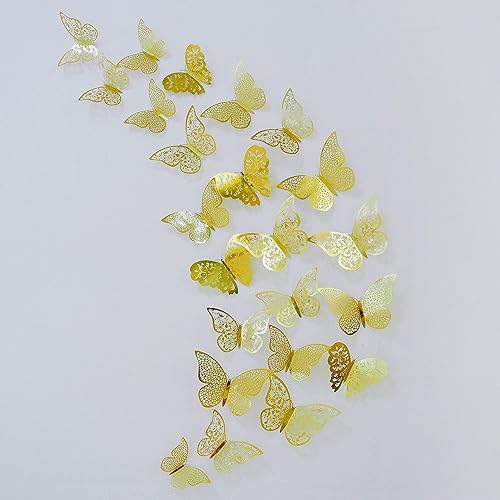 Calcomanías PinkBlum de pared, diseño 3D con diseño de mariposas, 36 unidades, murales de papel decorativo para manualidades, para salas,
