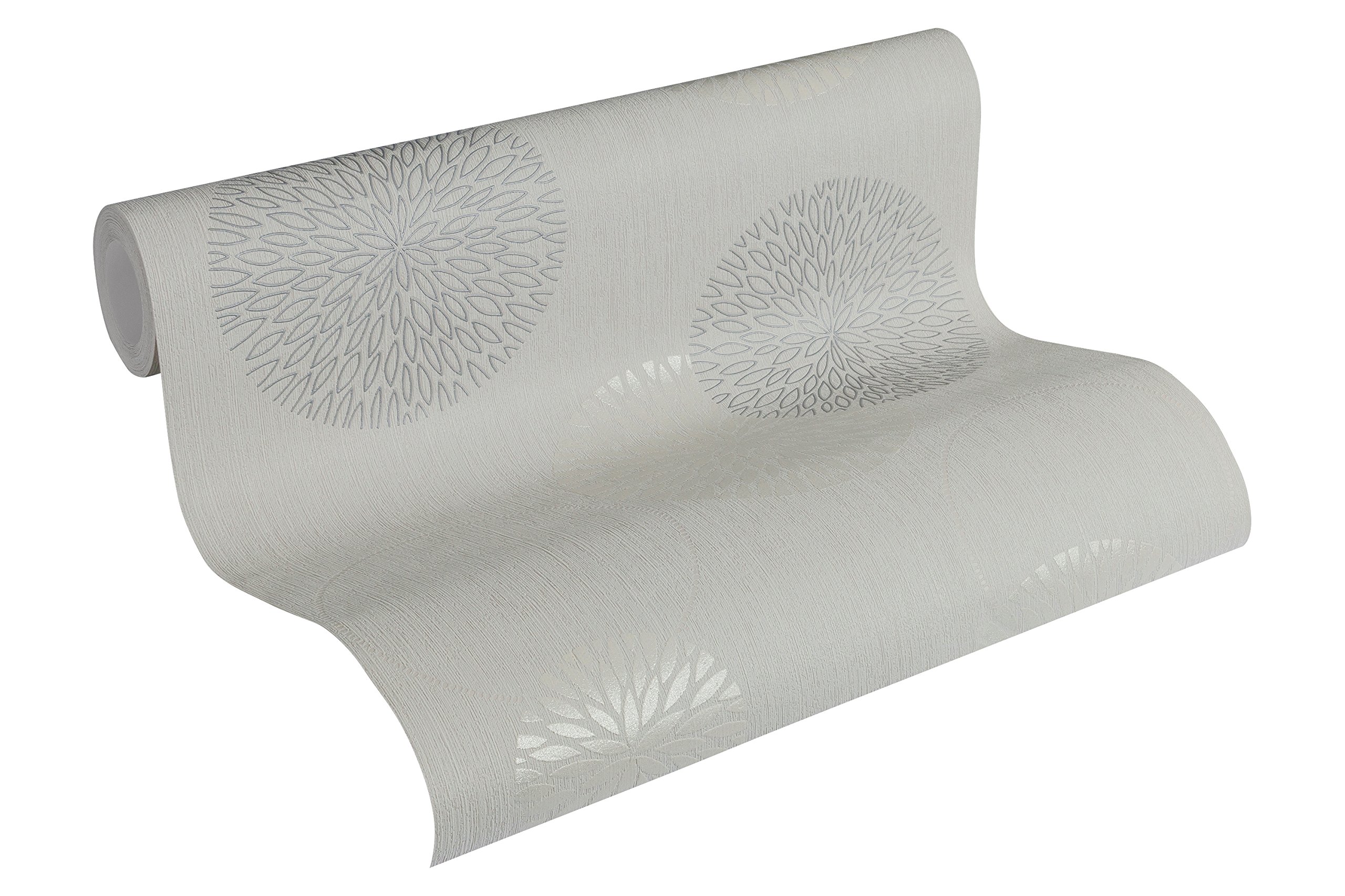 A.S. Création Non-woven glitter wallpaper Spot Wallpaper With Flowers 10.05 m x 53 cm Grey Made in Germany 937921 93792-1