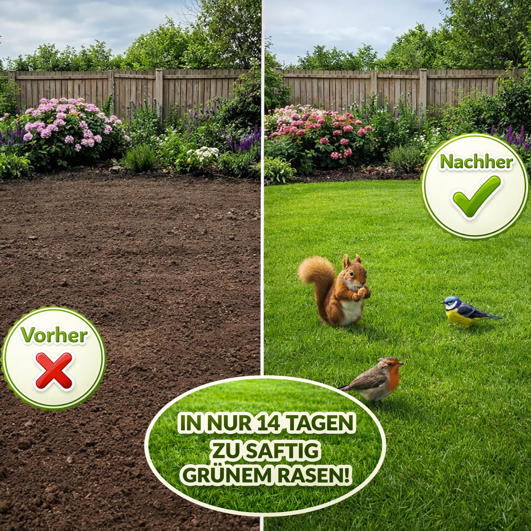 samore- Rasensamen schnellkeimend I Nachsaat Rasen I Extrem hohe Keimrate I Rasensamen trockenresistent zur schnellen Lückenschließung I Rasennachsaat RSM Qualität (10 kg für 500 m²)