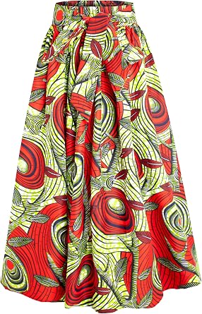 SHENBOLEN Women African Print Skirt Ankara Maxi Skirt Dashiki Skirt