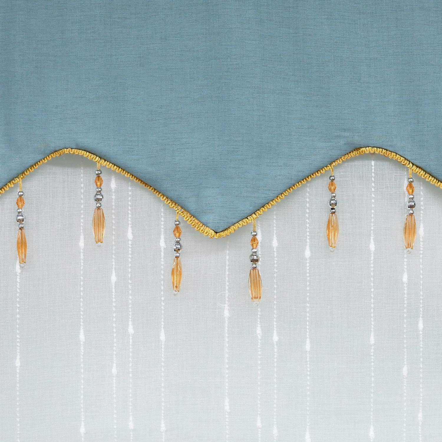 Store Romain Sur Mesure 140x95 Cm – Coton Motif Bleu Et Jaune, Fabrication Feuille