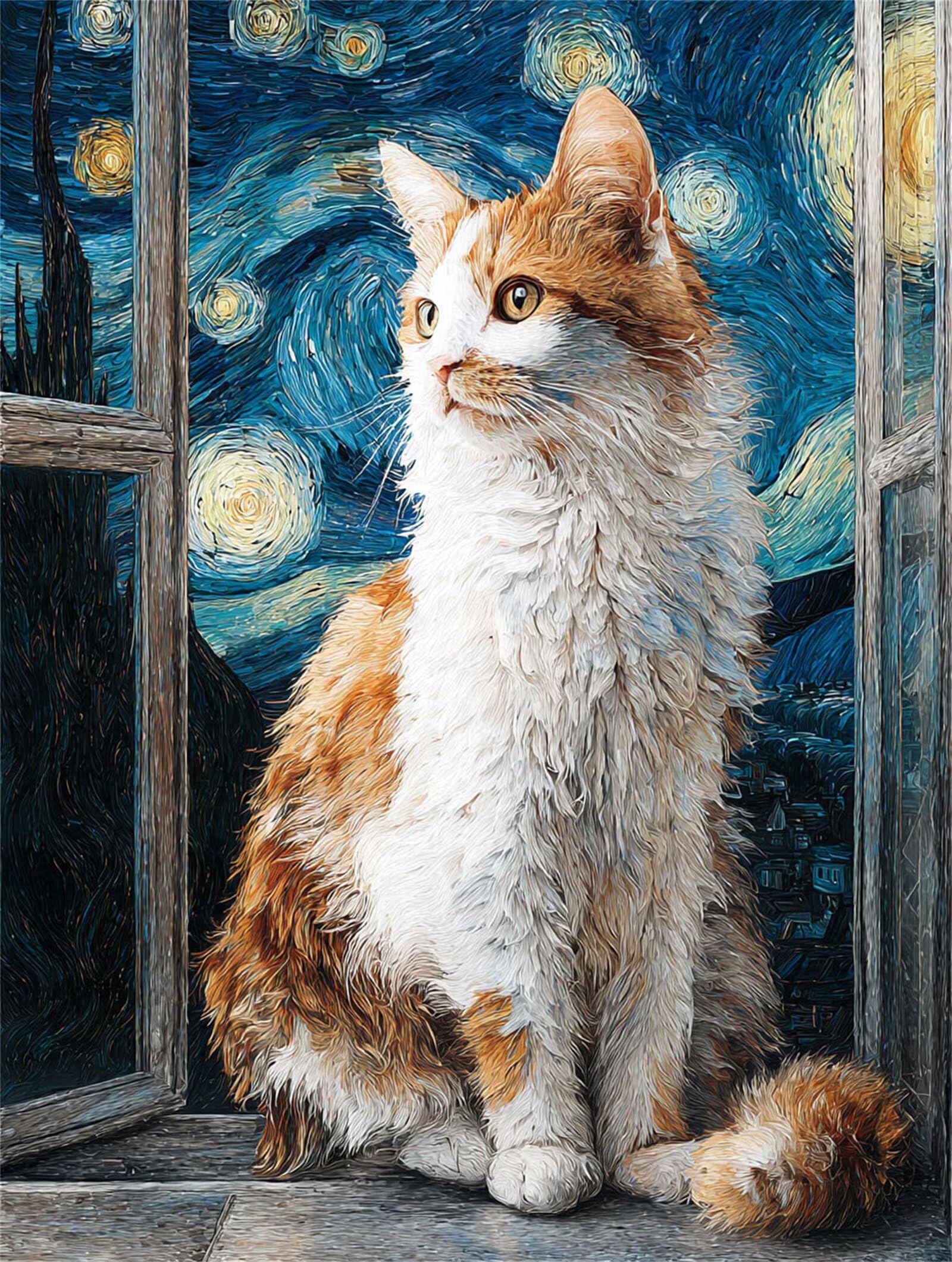 Dipingere con i Numeri Adulti gatto, finestre Dipingere con i Numeri Bambini DIY Kit, Set Premium con Pennelli, Decorazione Casa & Creativo Regalo, Attività di Tempo libero 90x120cm z-275