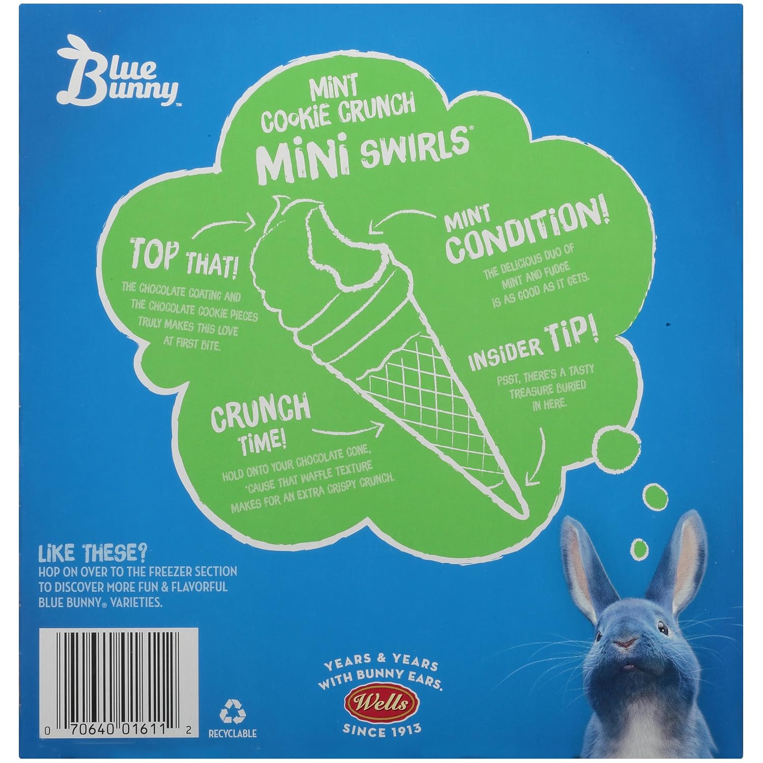 Blue Bunny Mini Swirls Mint Cookie Crunch Cones