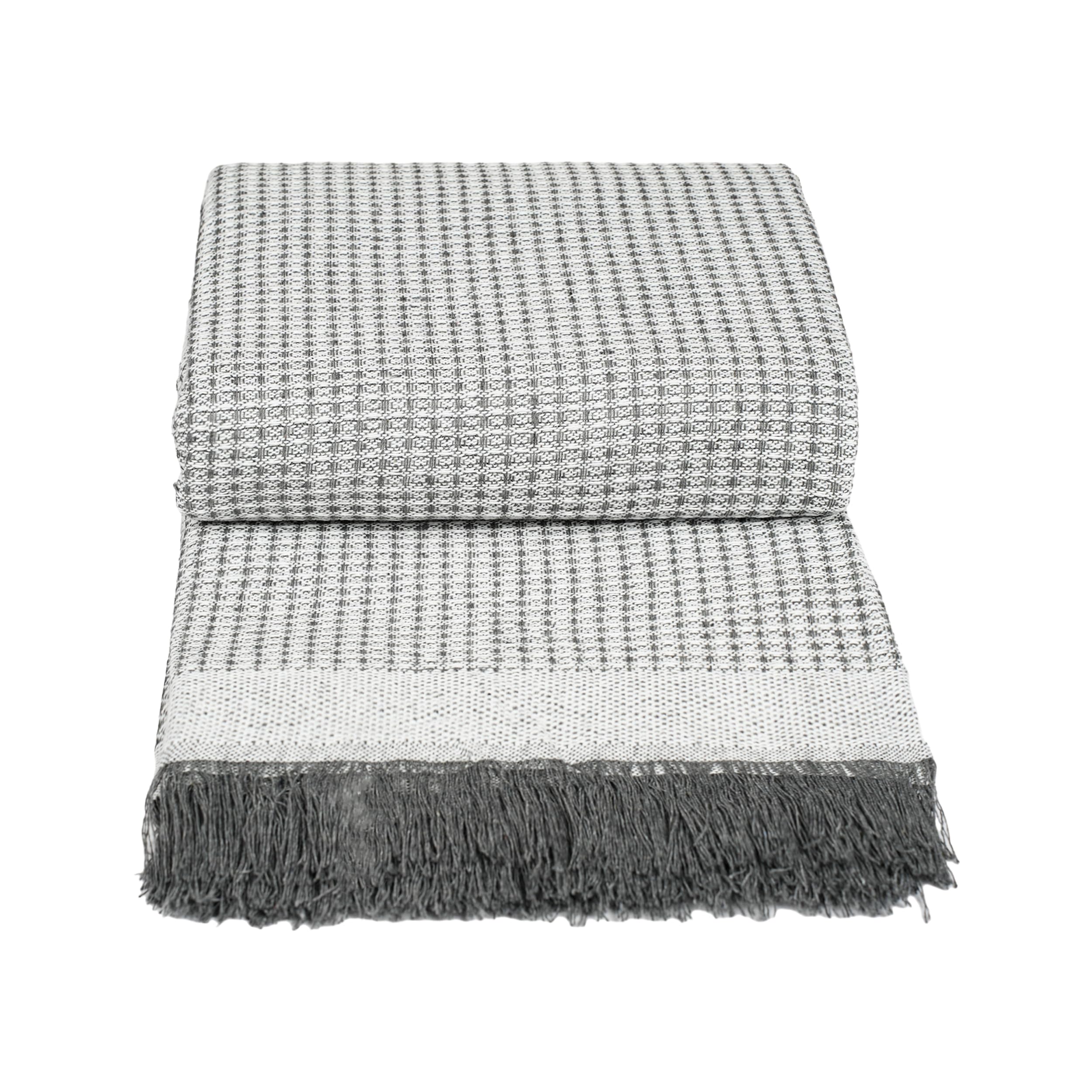 H HANSEL HOME Colcha Multiuso Tejido de Gofre 130x180cm para Sofá y Cama, Plaid Sofa, Cubre Sofa Suave, Transpirable y Decorativa - Gris
