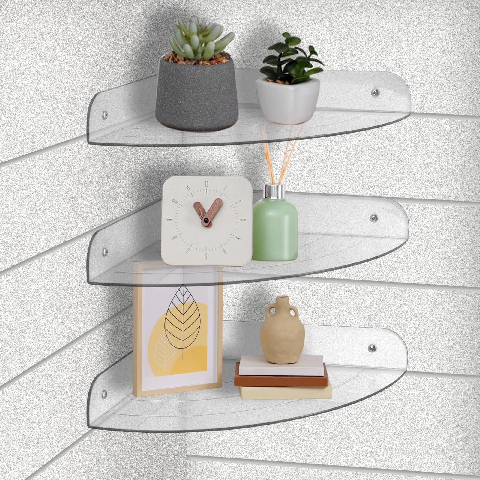 Clear Corner Shelf Wall Mounted Corner Floating Shelves for Wall Clear Floating Corner Shelves Corner Shelving Wall Shelf Organizer for Bedroom Bathroom Kitchen Living Room