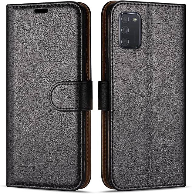 Case Collection for Samsung Galaxy A41 Phone - Premium Leather Folio Flip Cover | Magnetic Closure | Kickstand | Money and Card Holder Wallet | Compatible with Samsung A41 Case Black
