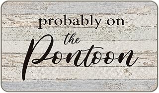 MIXDING Probably On The Pontoon Funny Quotes Entrance Door Mat 17x30 Inch Doormats Decor, Nautical Lake House Front Door Porch Outdoor Indoor Decorations