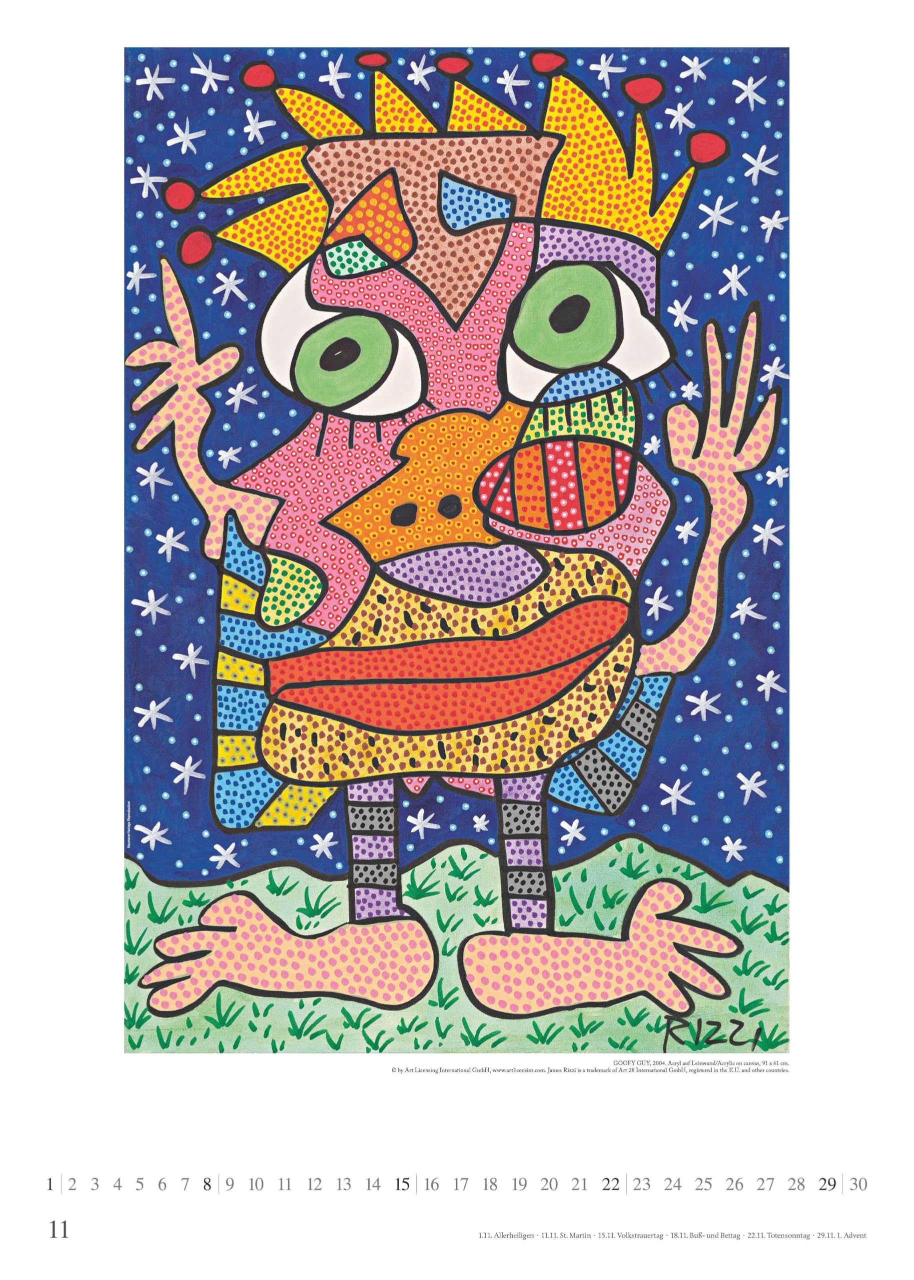 DUMONT - James Rizzi 2026 – Kunst-Poster-Kalender 50 x 70 cm, Pop-Art Wandkalender für Kunstliebhaber & Rizzi-Fans