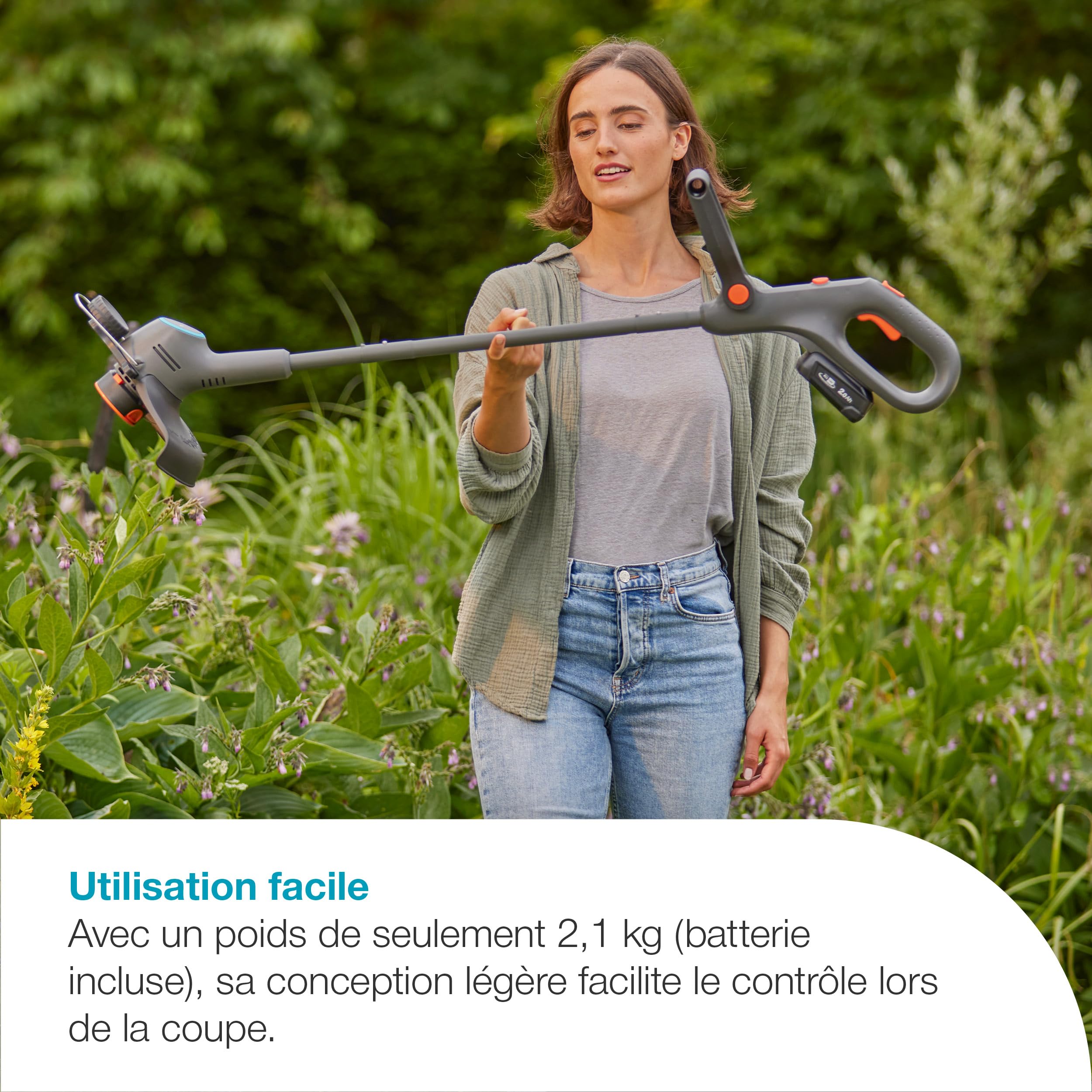 Gardena Coupe-Bordures sur Batterie EasyTrim 25/18V P4A - Kit prêt à l’Emploi: Léger, Mode Coupe et Bordures, Télescopique, Ergonomique, sans Fil (14704-20)