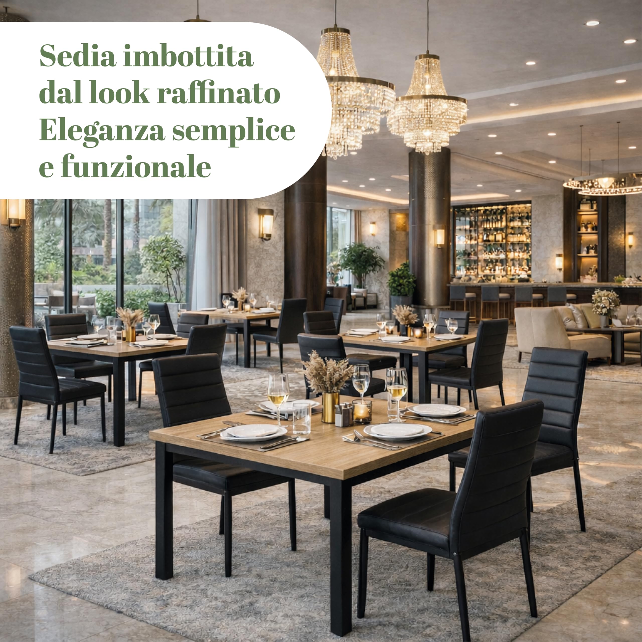 Set 4 Sedie in Finta Pelle - Imbottite, Design Moderno, Elegante, Soggiorno, da Cucina, Ufficio, Seduta Ergonomica, Schienale Alto, Struttura in Metallo - 53x46x97h cm