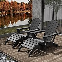 Vista 22 de WestinTrends Malibu - Silla de salón para exteriores, juego de 2 sillas Adirondack con otomana, sillas plegables de madera de polietileno para todo