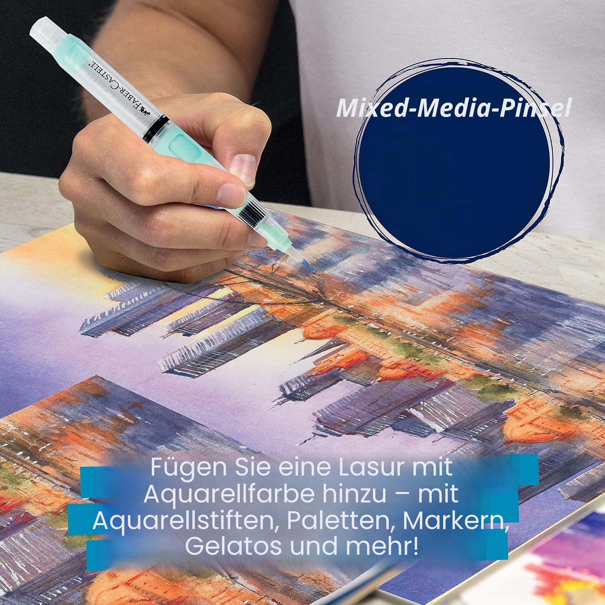 Faber Castell Deluxe Wasserpinselstift, nachfüllbar, Aqua-Pinselstift für Aquarell