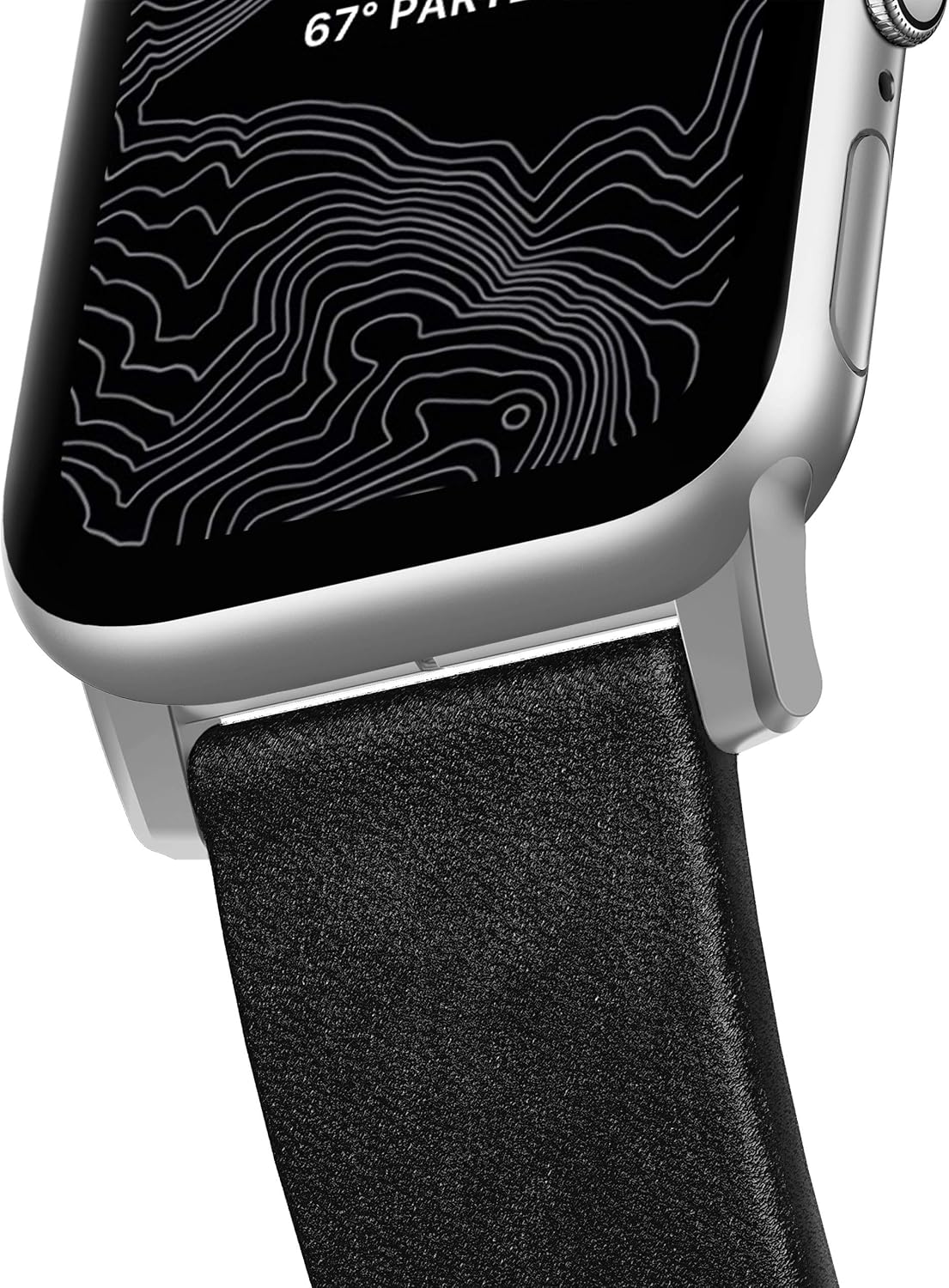 NOMAD Modern Band for Apple Watch 44mm/42mm | Black Horween Leather | Silver Hardware