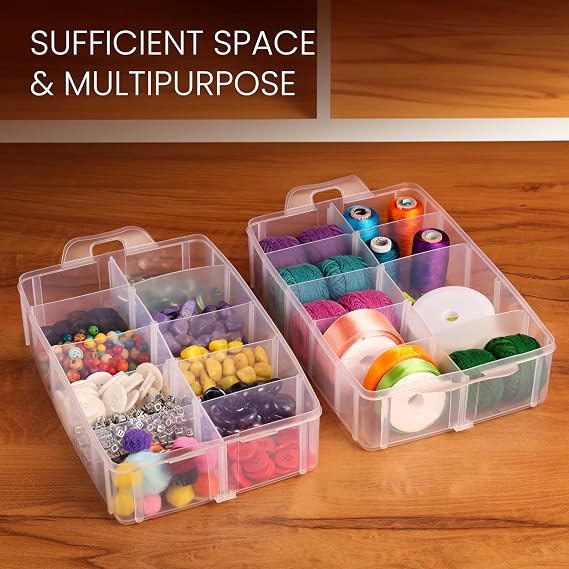 Kurtzy 3-Tier Craft Storage Box - Plastic Organiser Box for Medicine, Craft Supplies, Beads, Jewellery, Lego and Hair Accessories (3 Tier 30)