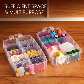 Kurtzy 3-Tier Craft Storage Box - Plastic Organiser Box for Medicine, Craft Supplies, Beads, Jewellery, Lego and Hair Accessories (3 Tier 30)