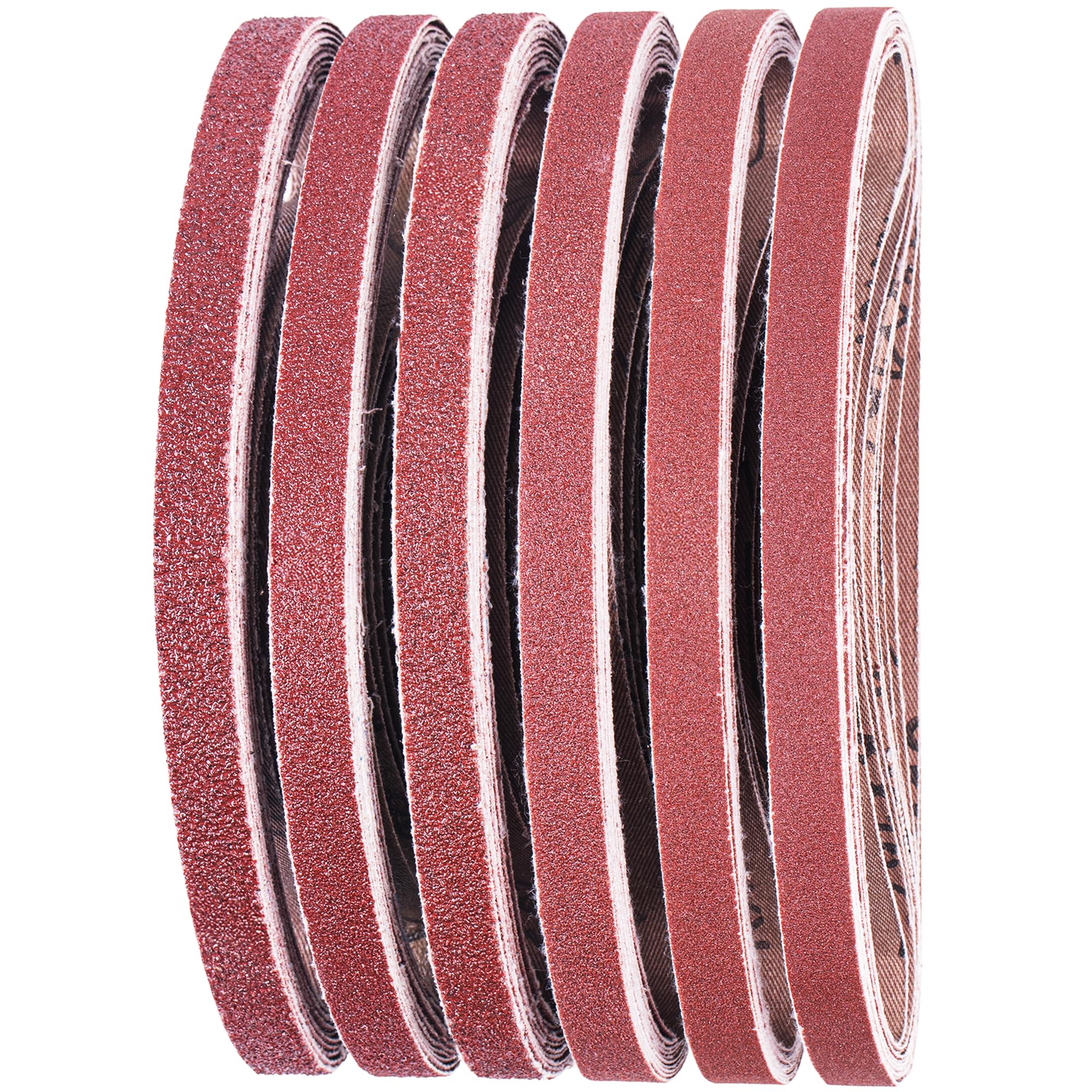 Effektwerk - Sanding Belts - 45.7X1.3 Cm, 60 Pcs - 40/60/80/120/180/240 Grit Aluminium Oxide Sander Papers - Woodworking, Metal Polishing/Sharpening, Paint Refinishing - Assorted Sandpaper Belts