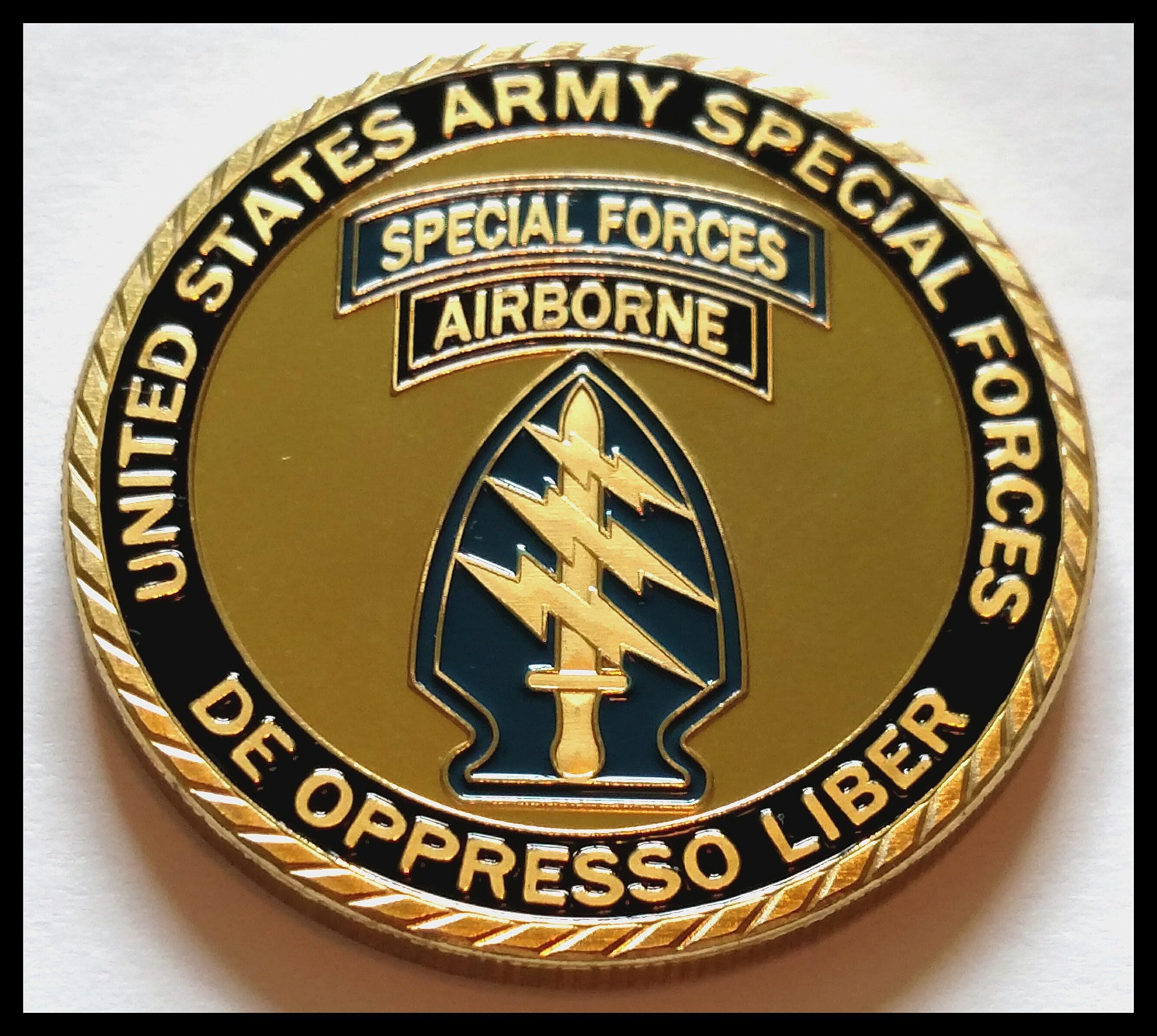 De Oppresso Liber Colorized Challenge Art Coin t