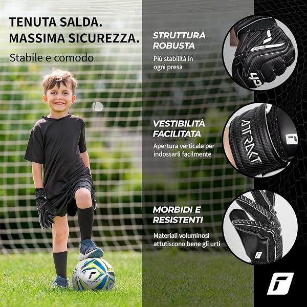 Reusch Attrakt Solid Junior Guanti da portiere|Bambini 5–16 anni|Presa sicura con lattice|Calzata comoda e fascia avvolgente|Traspiranti e resistenti|Allenamento e partita - 5