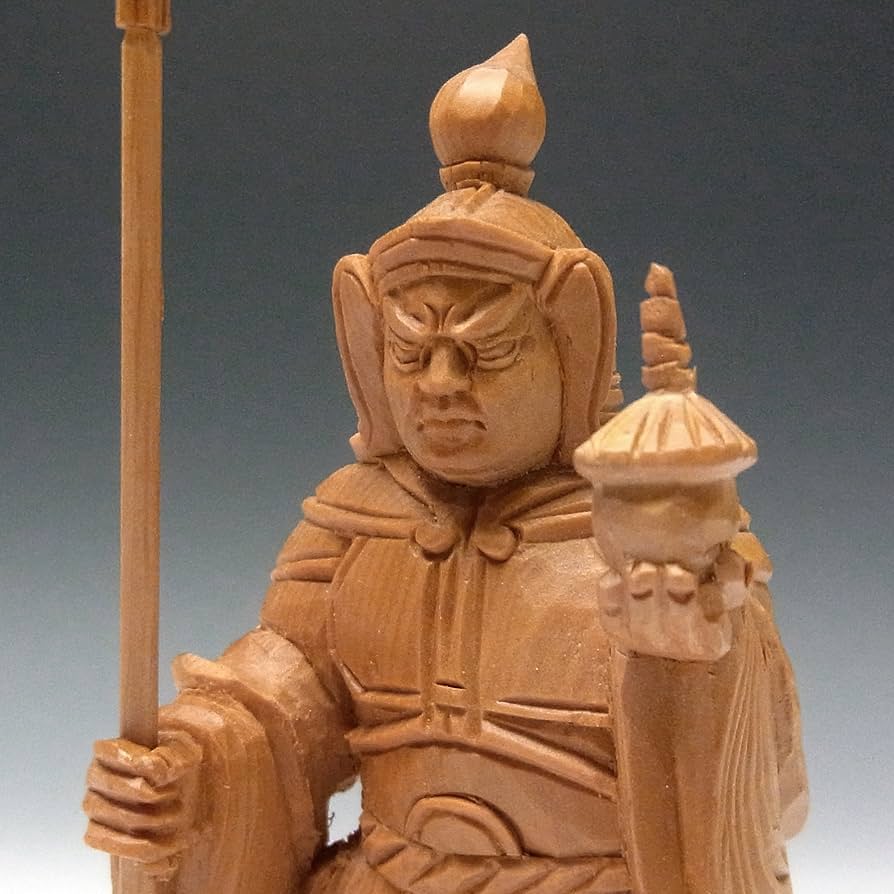Amazon | 木曽桧 毘沙門天像 木彫り 仏像[国内仏師作品] | Ryusho