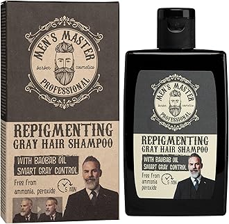 Master Repigmenting Shampoo for Men with Gray Hair | With Baobab Oil and Coloring in 5 Minutes | Provides Natural Light Gray Tone | Ammonia, Oxidant, Peroxide Free | 120 ml