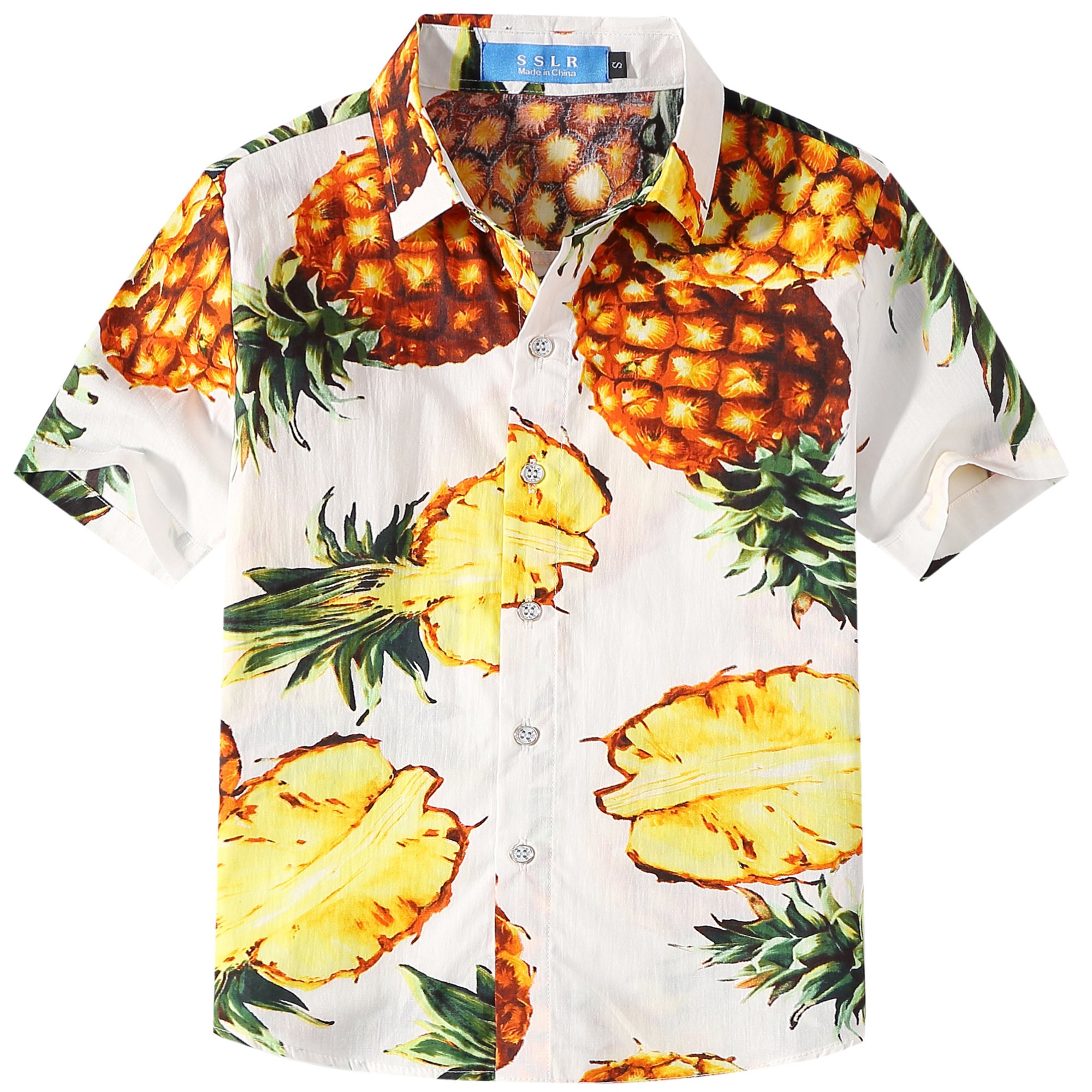 SSLR Big Boys Hawaiian Shirt Cotton Casual Short Sleeve Button Up Shirts