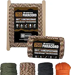 Mossy Oak Paracord 750 - Paracord De Nylon Resistente - Corda De Sobrevivência, Ideal Para Camping, Caça, Pesca, Artesanato E Uso Faça Você Mesmo - Corda Fina De Paraquedas - 4 Mm De Diâmetro - 100