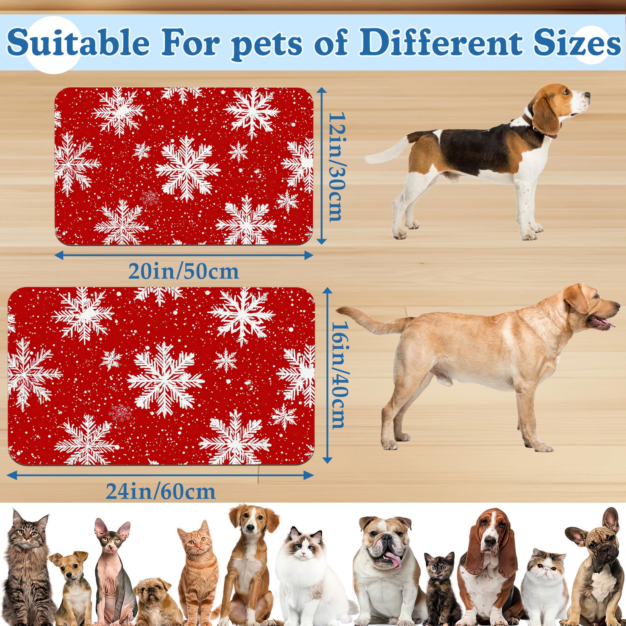 Chirtsmas Haustierfuttermatte für Katzen und Hunde, saugfähig, schnell trocknend, rutschfeste Gummiunterseite, wasserdichte Napfunterlage für den Innenbereich, Haustierbedarf, 40,6 x 61 cm