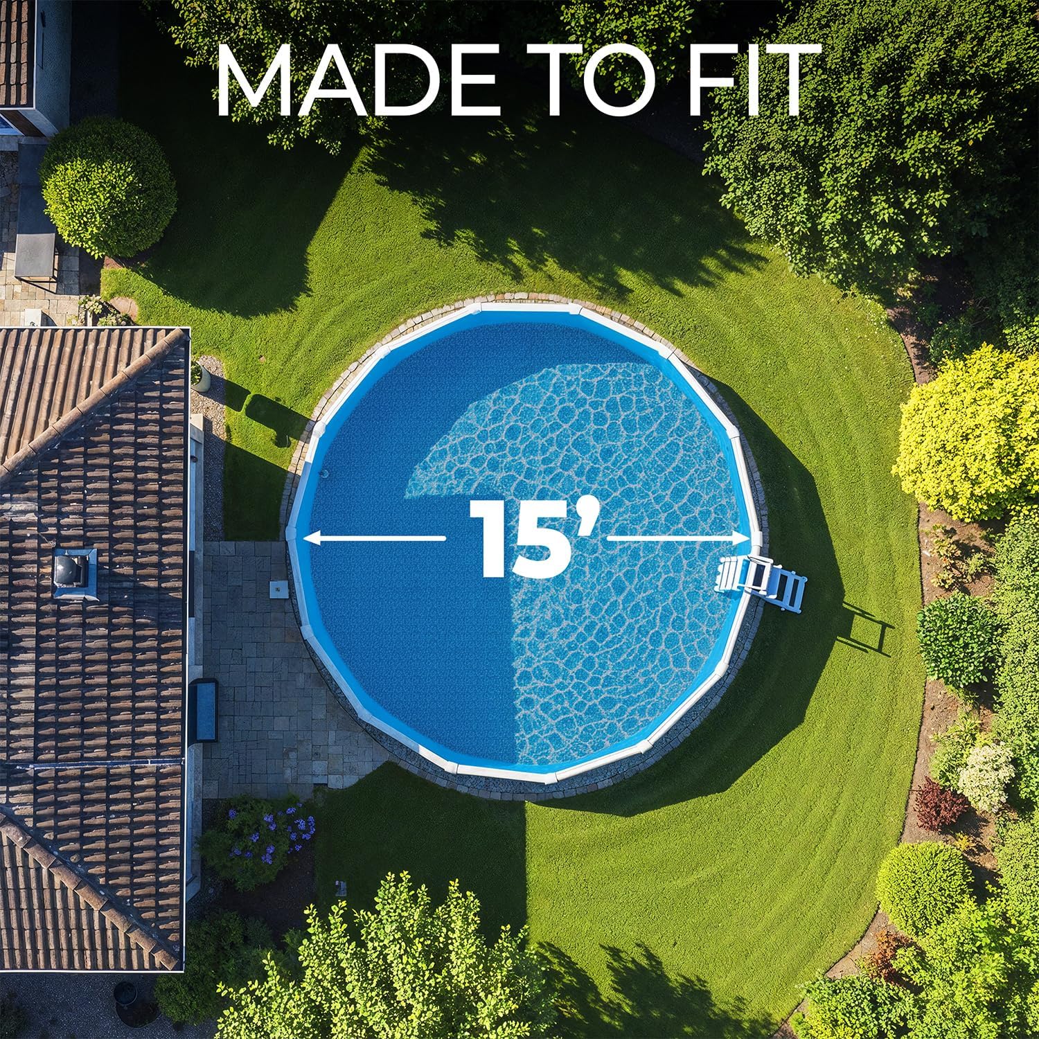 15 Foot Round Pool Liner for 48 and 52 Inch Above Ground Swimming Pools - Overlap Pool Liner Replacement, Long Lasting, Standard Gauge, Easy Installation, Blue Pebble