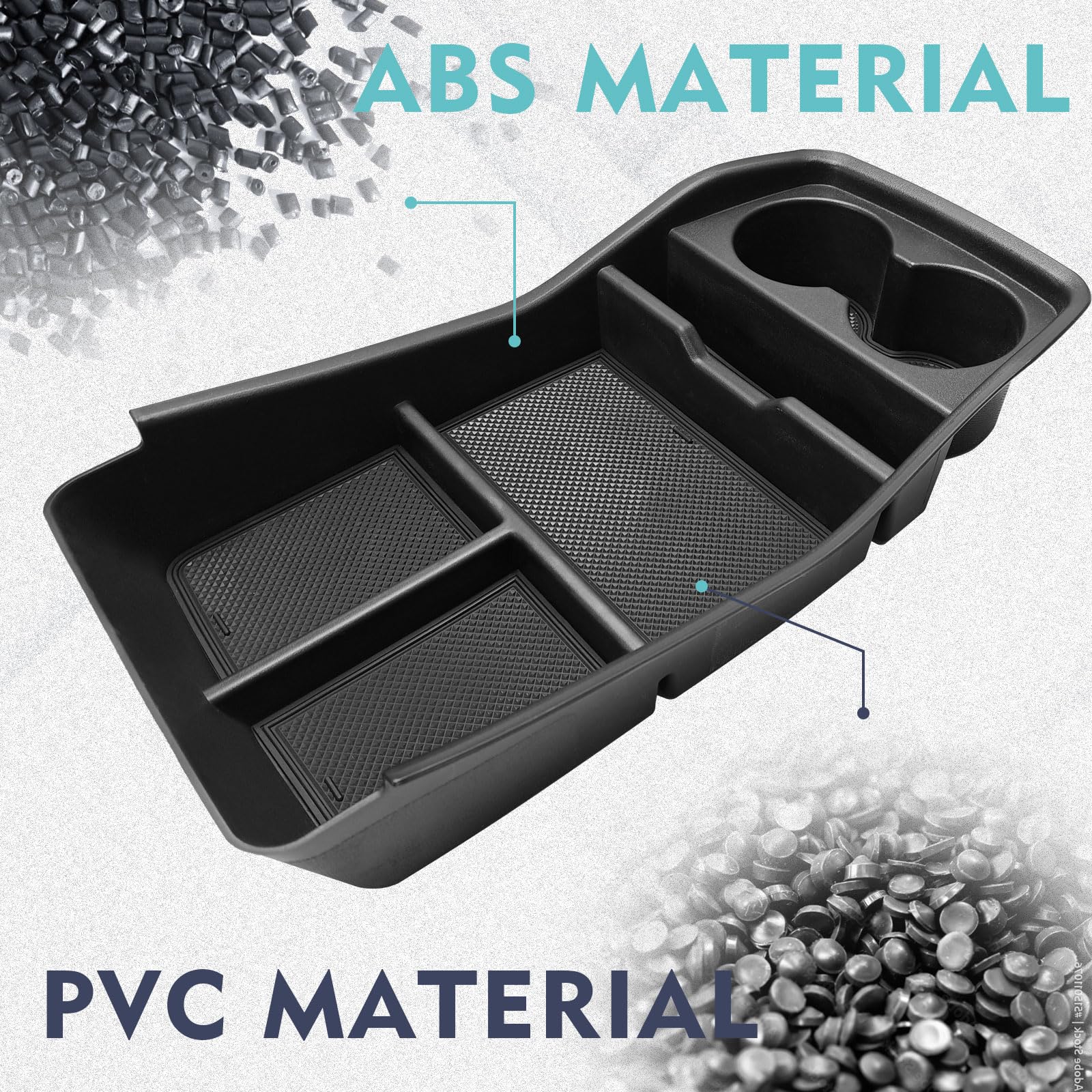 BestEvMod Organizer-Ablage für untere Mittelkonsole des EV9, Innenzubehör-Aufbewahrungsbox, ABS-Material mit PVC-Besatz, kompatibel mit 2024 Kia EV9 Zubehör (Unterer Organizer für Getränkehalter)