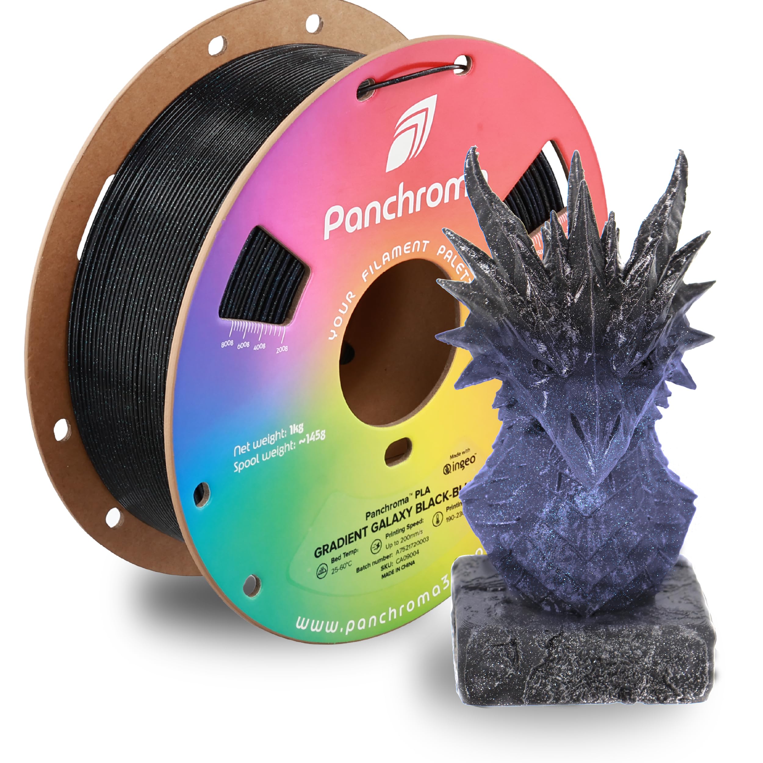 Polymaker Panchroma Gradient Galaxy PLA Black-Blue 3D Printing Filament, 1.75mm 1KG, Premium Gradient PLA, Easy to Print, AMS Compatible, Perfect for