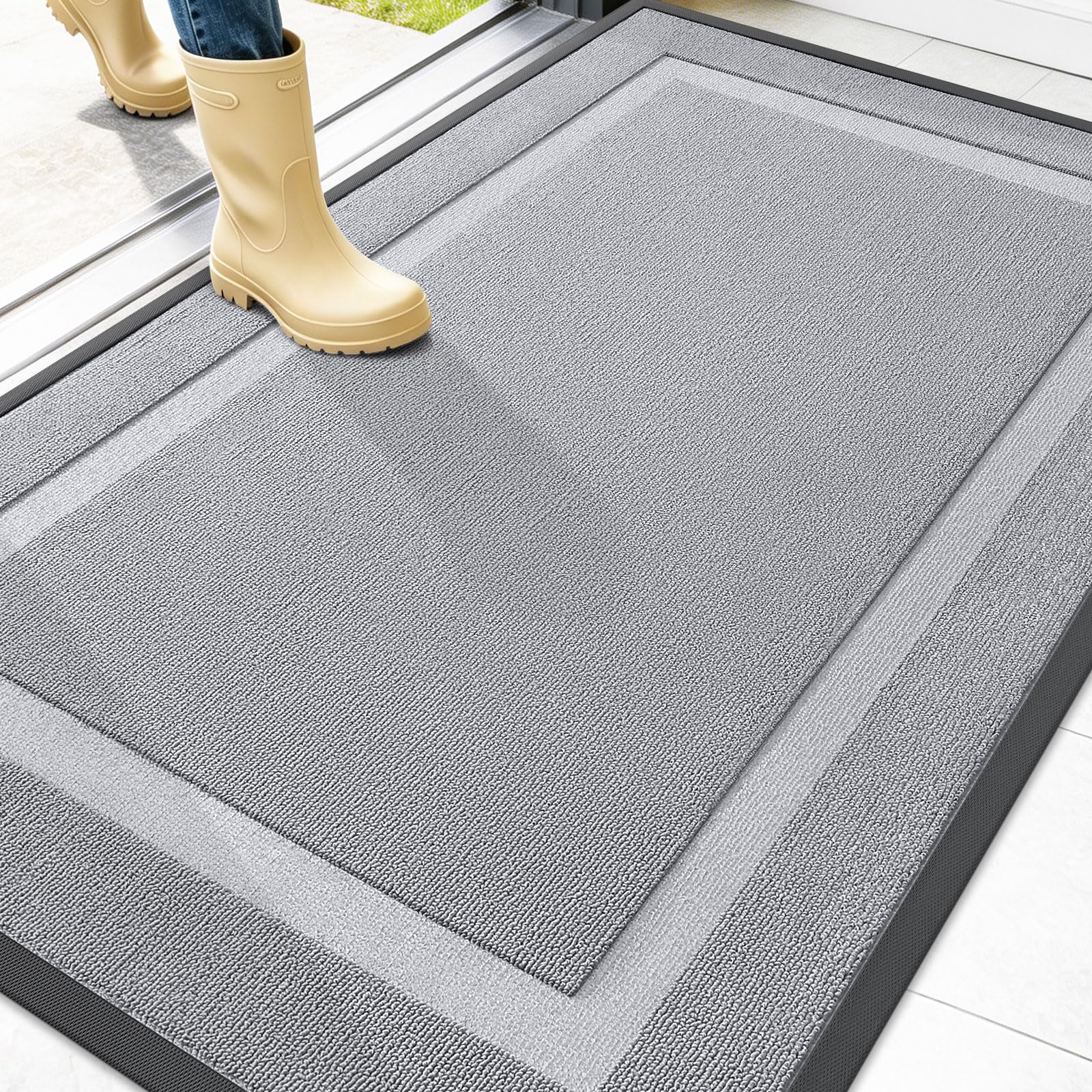 OLANLY Front Door Mat Outside 47x32, All-Season Heavy-Duty Rubber Doormat