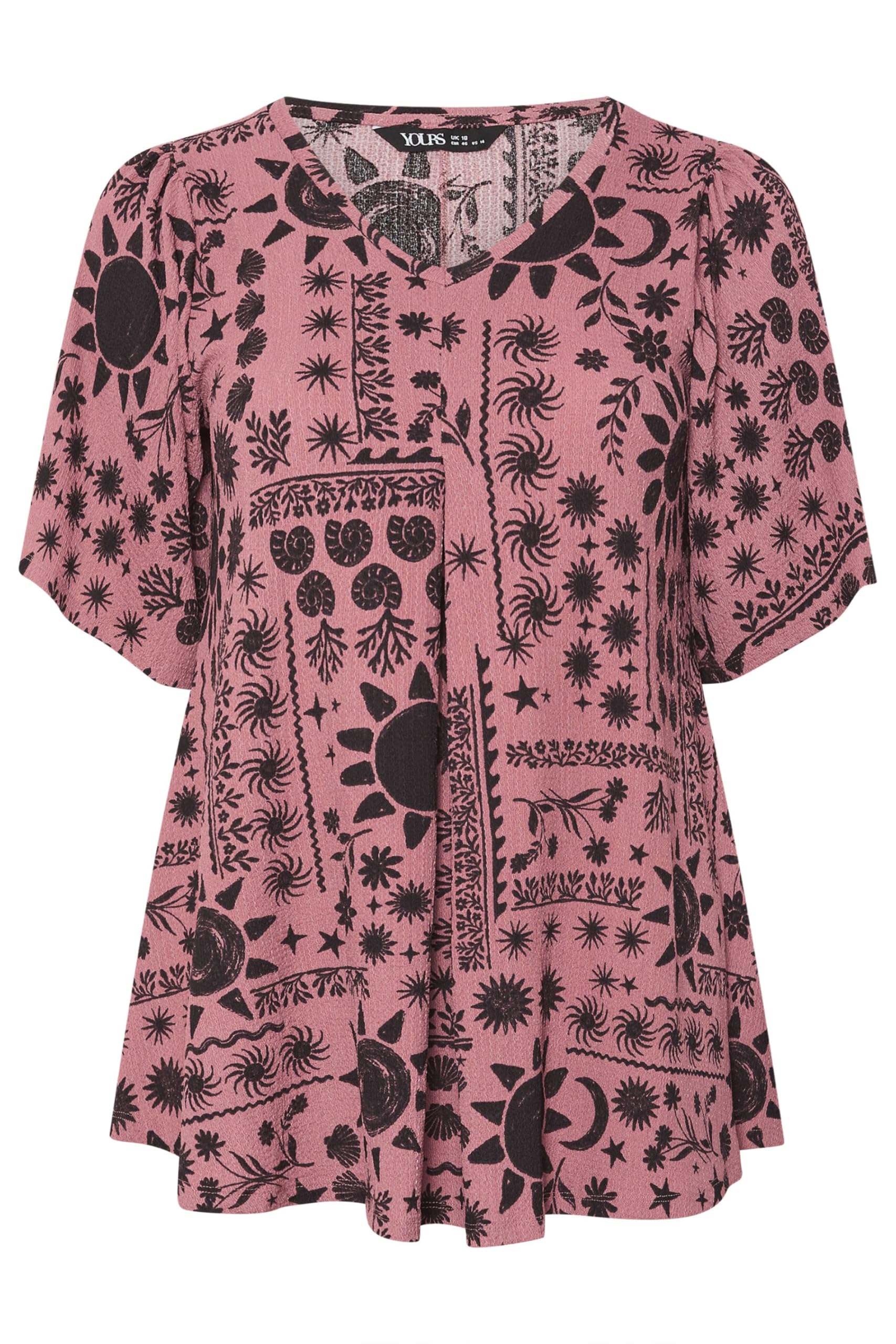 Yours Women's Pink Pleat Front Swing Top In | Size: 18