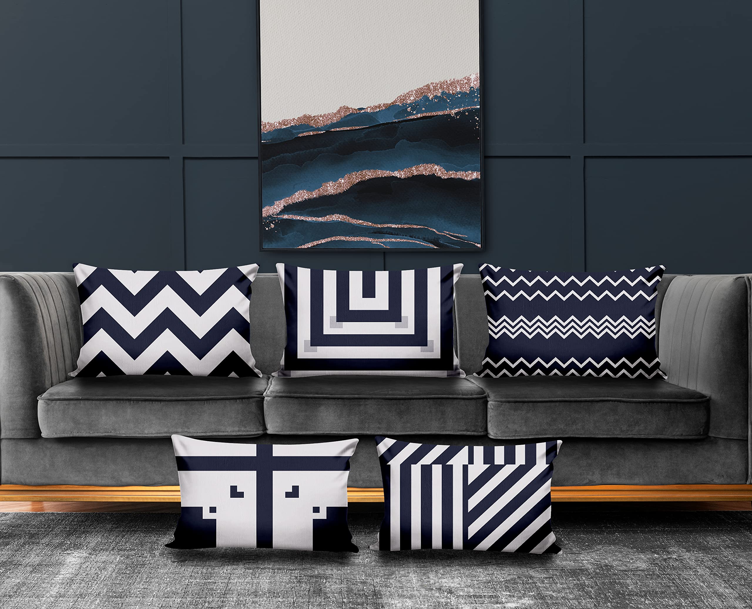 Ultimate Trends Polyester Digital Modern Printed Pillow Cover 12x18 Set of 5, Multi Color (UTCS-1001)