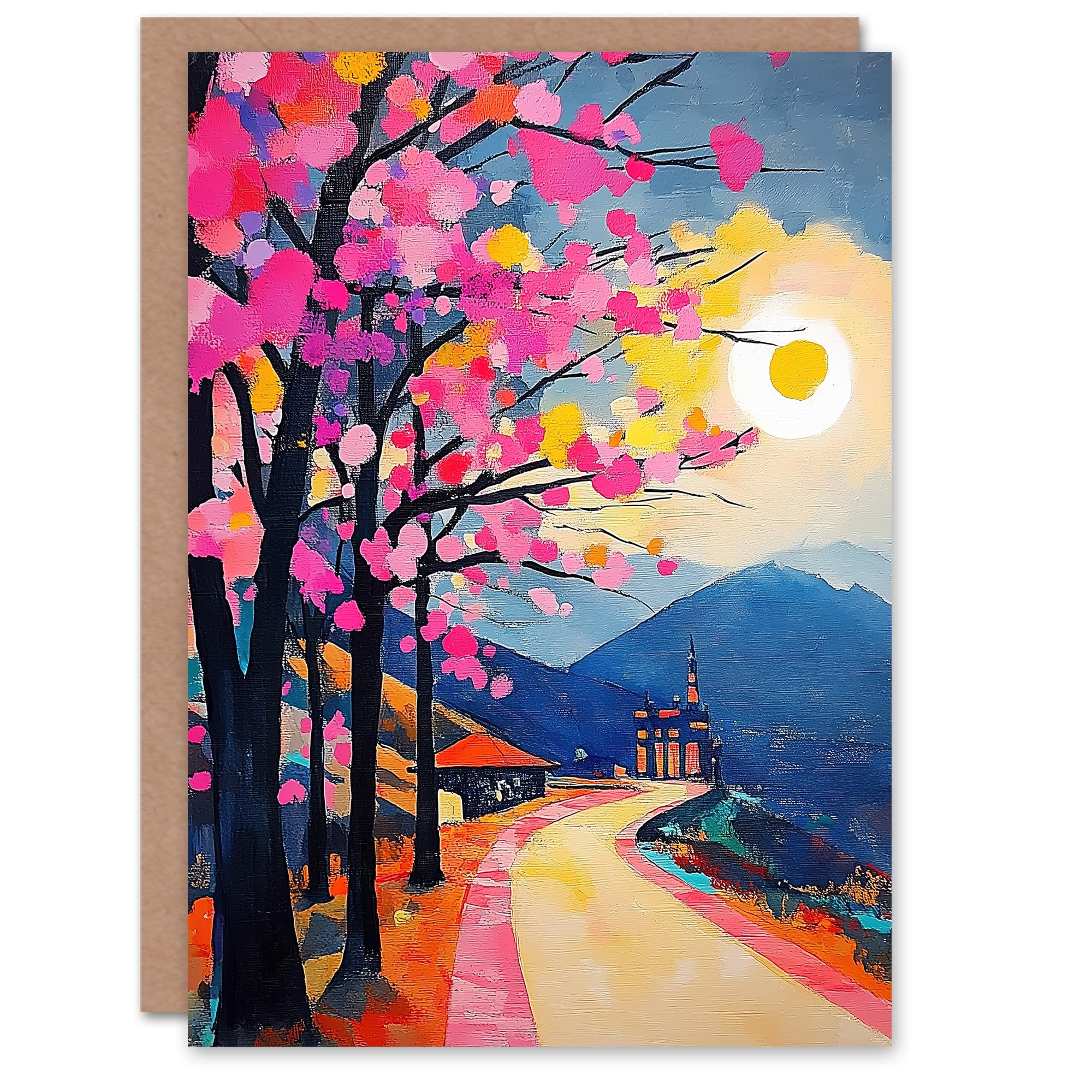 Artery8 Greeting Card Hallstatt Austria Colourful Abstract Painting Blank For Him Or Her Art Birthday Card