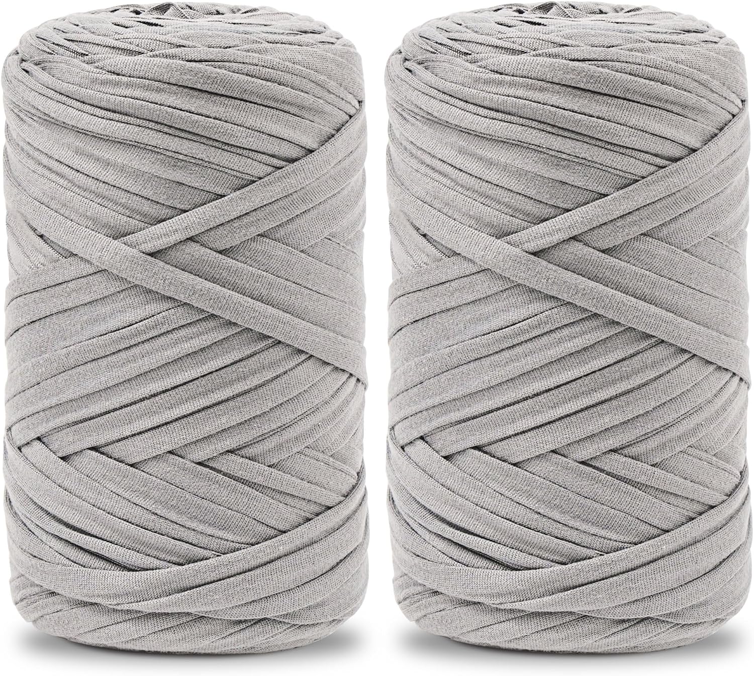 Vincona 2 x 200 g T-Shirt Yarn T-Shirt Yarn for Crochet Suitable for Crocheted Bags Baskets Wall Hangings Home Decoration DIY Crafts Light Grey 01